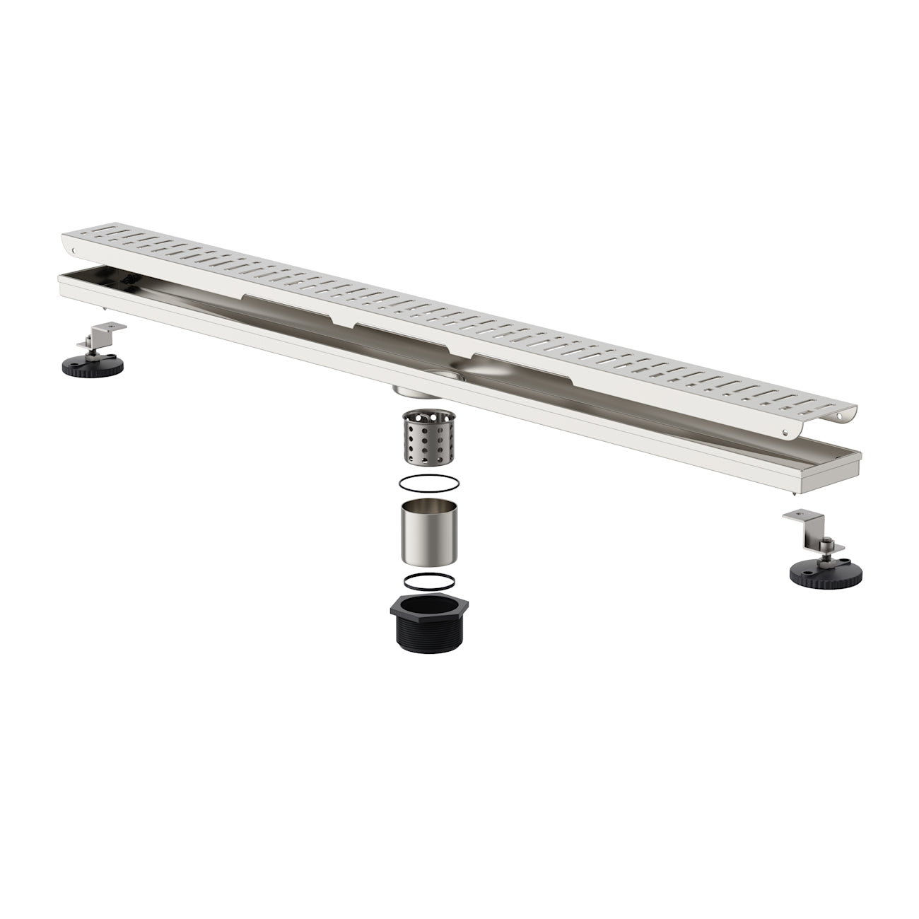 36 Inch Grated Linear Shower Drain | Alternative Image 06 | finish:Stainless Steel