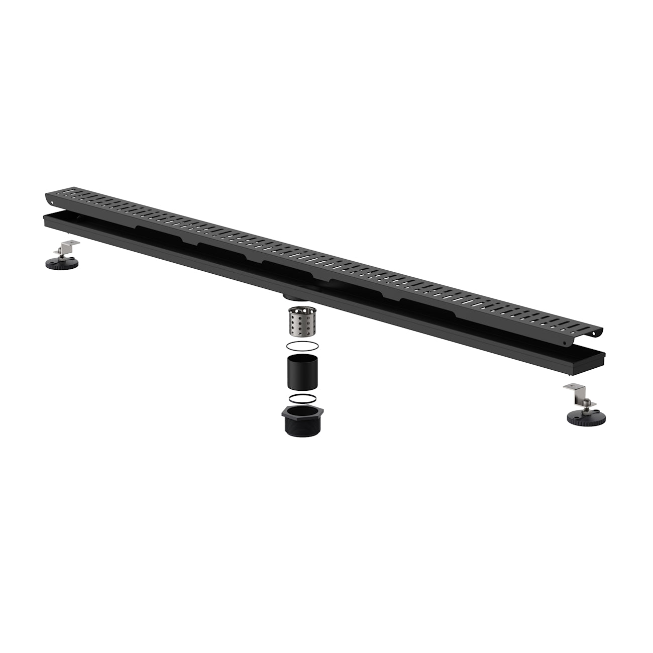 48 Inch Grated Linear Shower Drain | Alternative Image 06 | finish:Matte Black