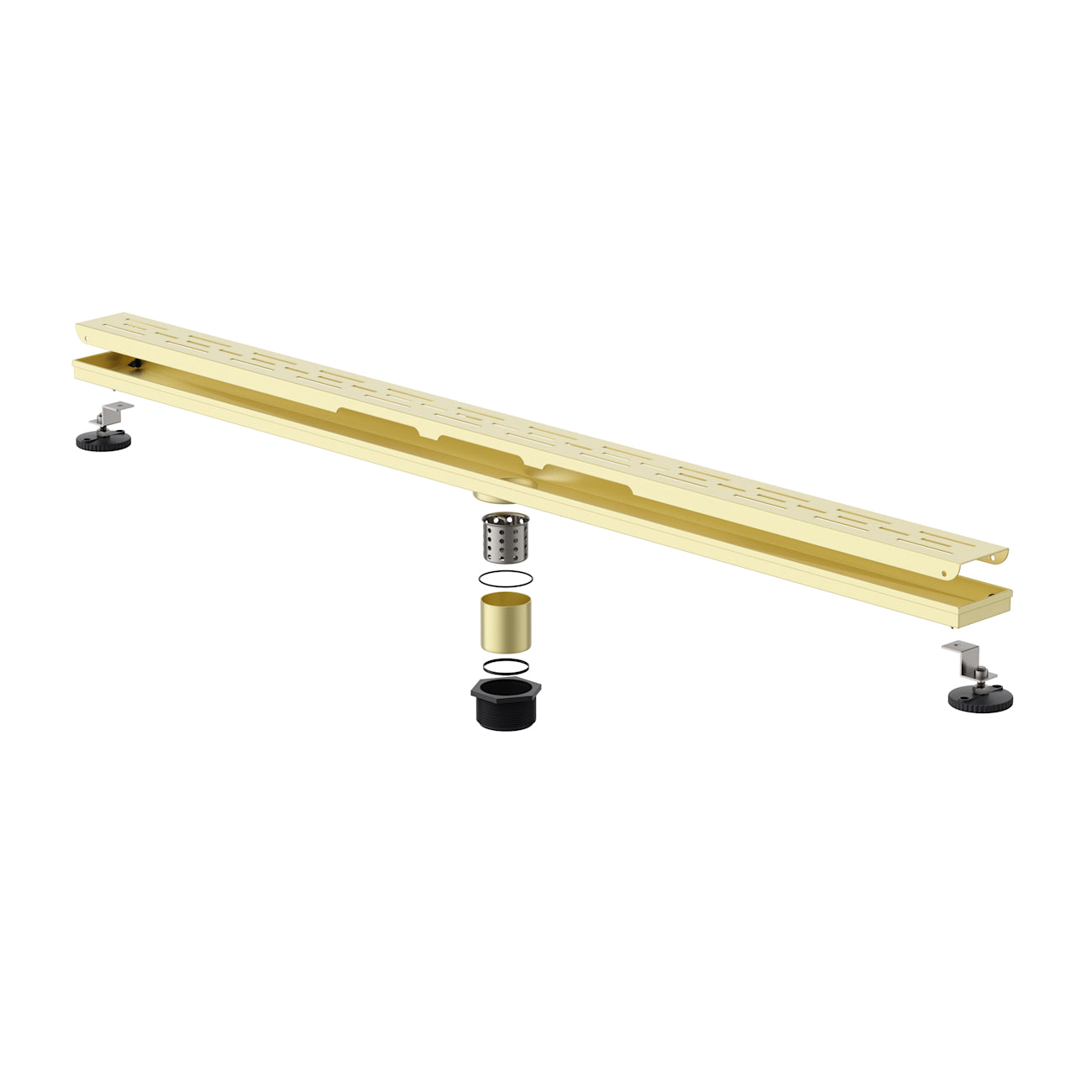 48 Inch Brickwork Linear Shower Drain | Alternative Image 06 | finish:Brushed Brass