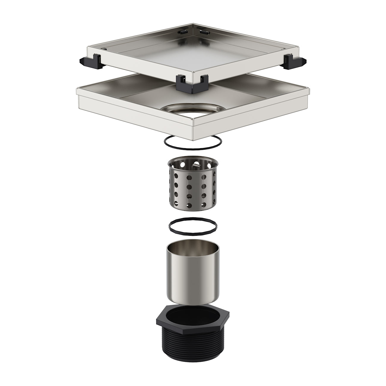 6 Inch Square Tile Insert Shower Drain | Alternative Image 05 | finish:Stainless Steel