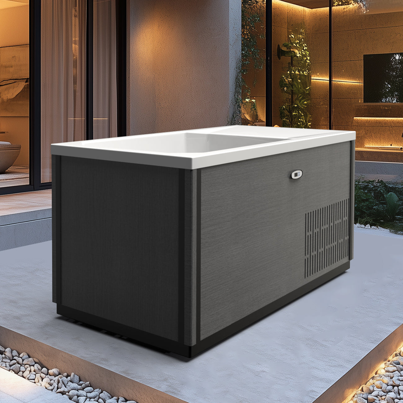 Revive Indoor or Outdoor Gray Freestanding 67 Inch Cold or Hot Plunge Bath | Alternative Image 02
