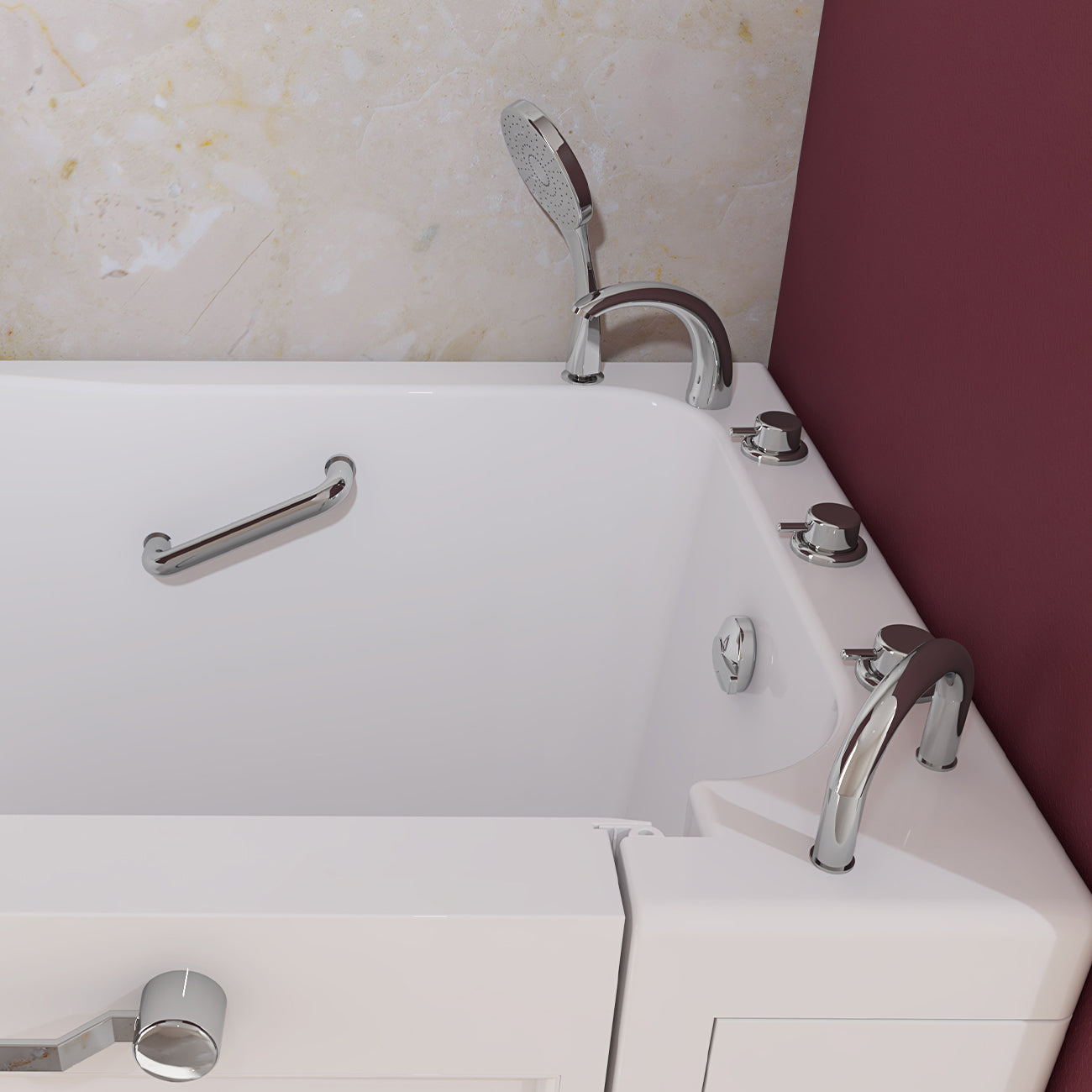 52 Inch Kennedy Acrylic Walk-In Tub - Right Door | Alternative Image 03 | drain location:Right