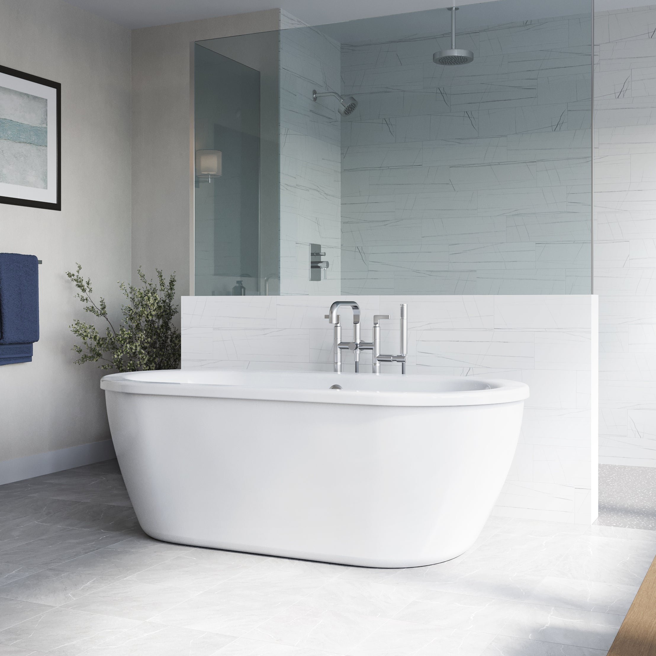 Corin 66 x 32-Inch Freestanding Bathtub With Drain Chrome Finish | Alternative Image 02