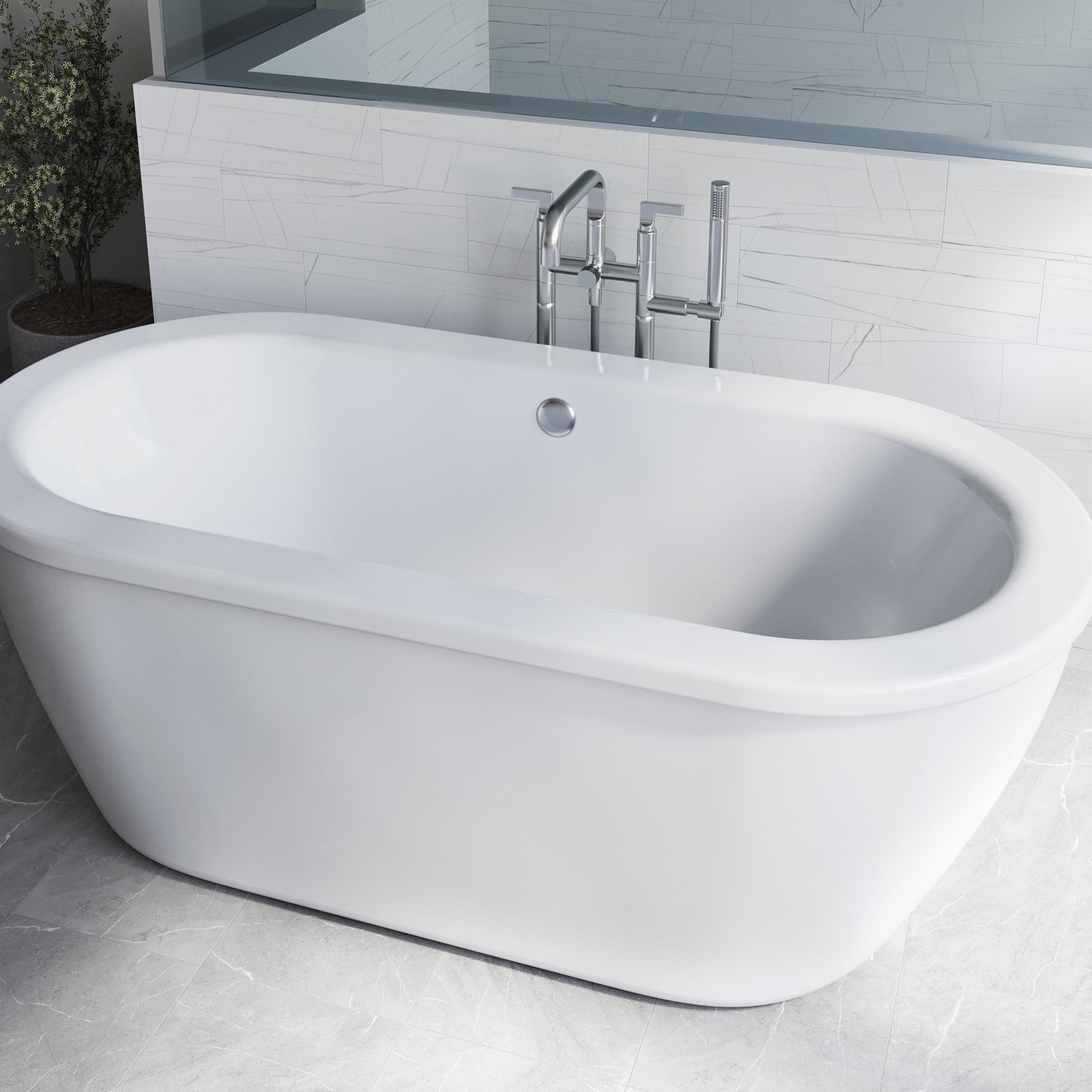 Corin 66 x 32-Inch Freestanding Bathtub With Drain Chrome Finish | Alternative Image 03