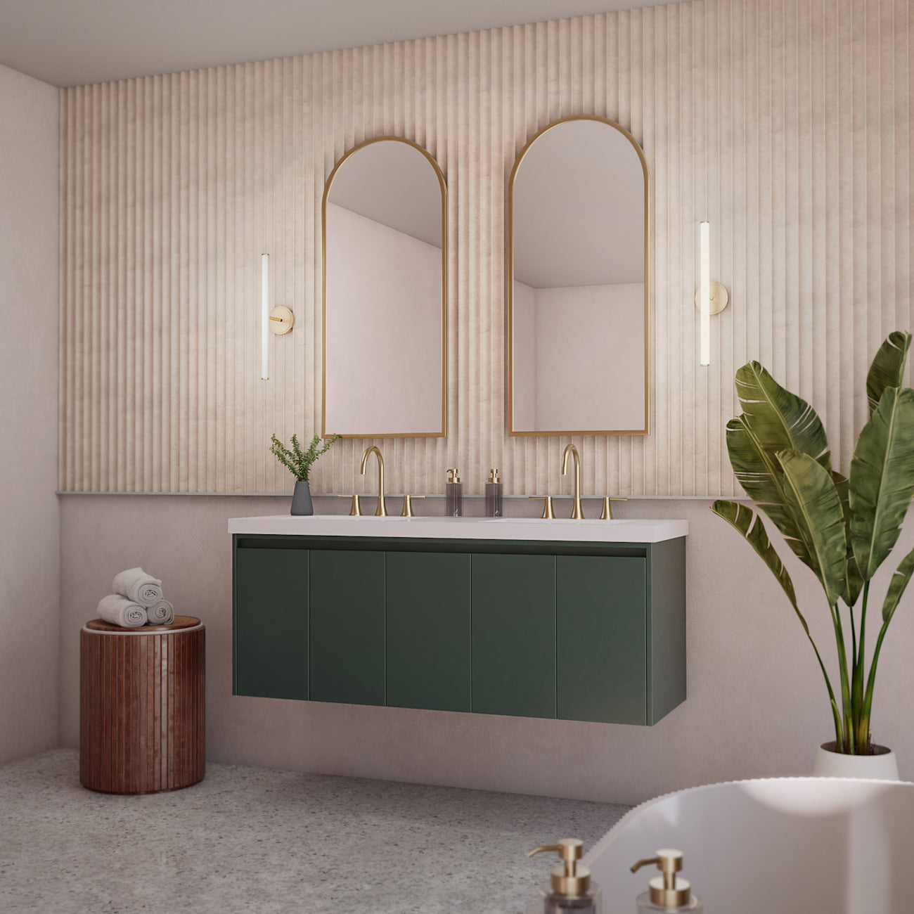 Dravon 60 Inch Floating Vanity with Rectangular Integral Sink | Alternative Image 01 | countertop finish:White