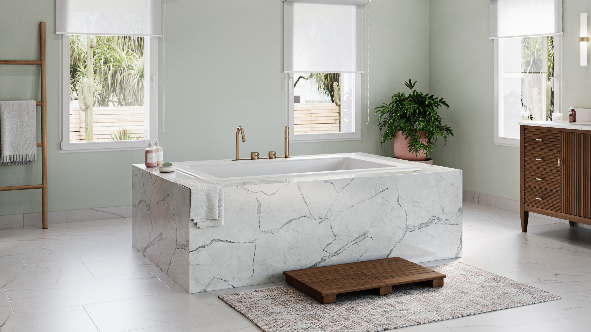 Ferren Drop-In Soaking Bathtub with Zero Edge
