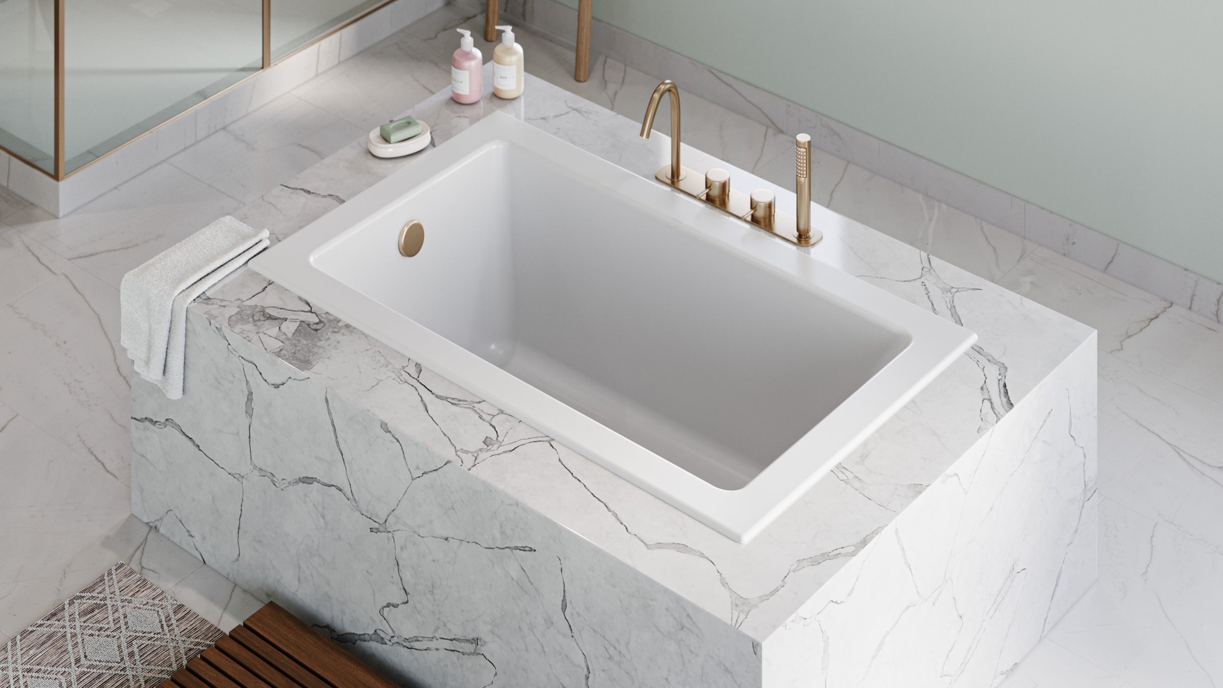 Ferren Drop-In Soaking Bathtub with Zero Edge