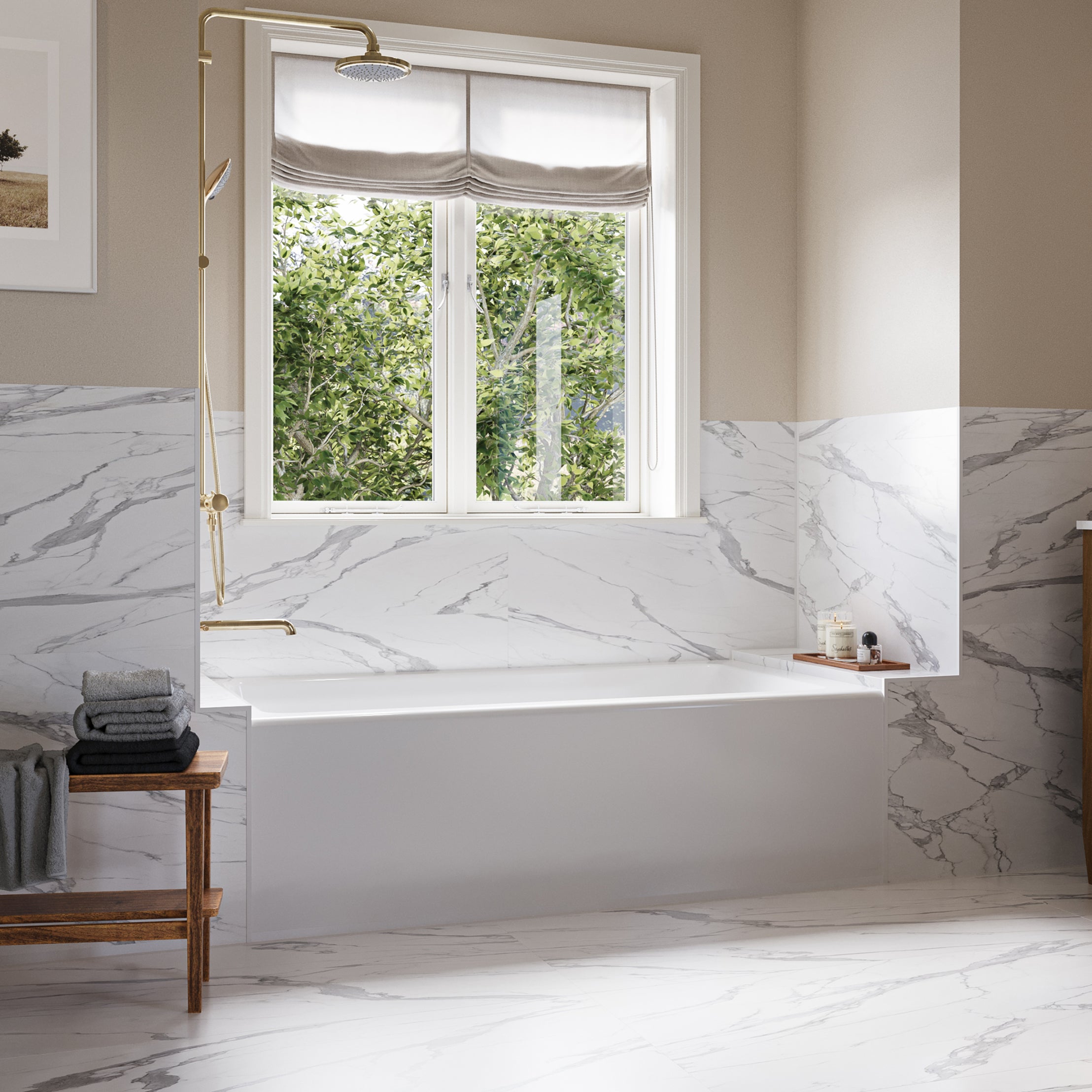 Nolyn 60 x 30-Inch Integral Apron Bathtub Above Floor Rough with Left-Hand Outlet | Alternative Image 02 | drain location:Left