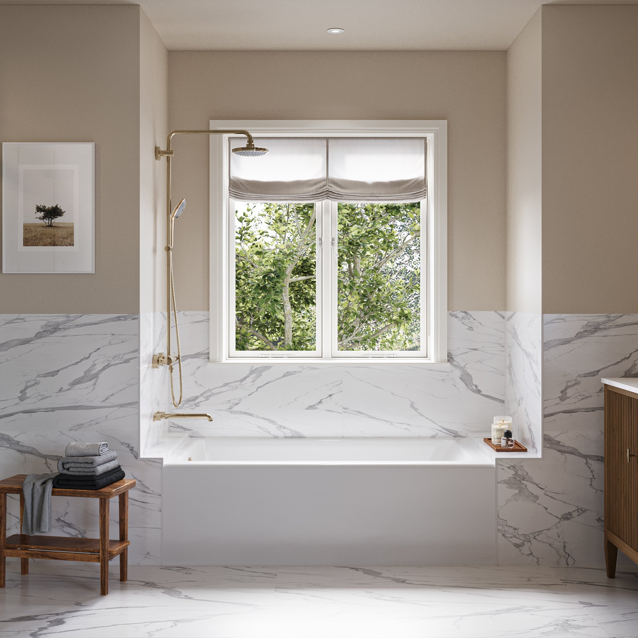 Nolyn 60 x 30-Inch Integral Apron Bathtub Above Floor Rough with Left-Hand Outlet | Alternative Image 01 | drain location:Left
