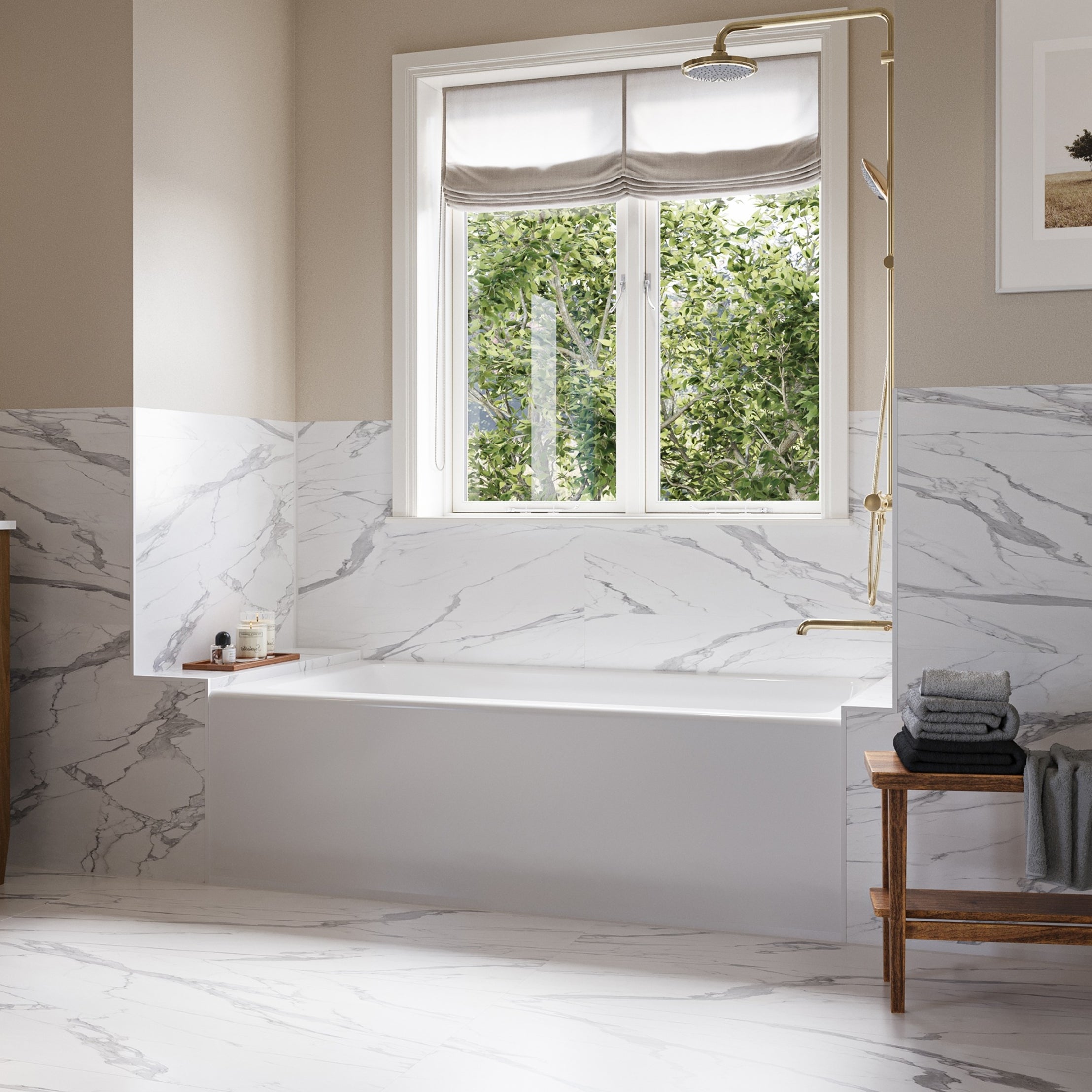 Nolyn 60 x 30-Inch Integral Apron Bathtub Above Floor Rough with Right-Hand Outlet | Alternative Image 02 | drain location:Right