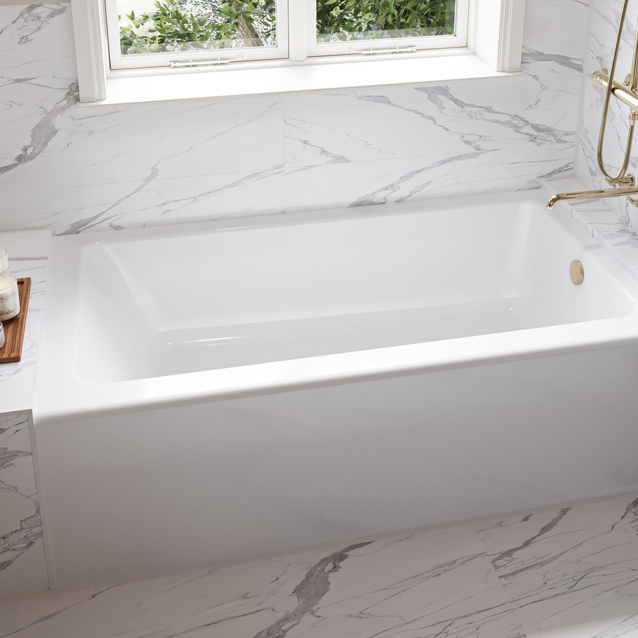 Nolyn 60 x 30-Inch Integral Apron Bathtub Above Floor Rough with Right-Hand Outlet | Alternative Image 03 | drain location:Right