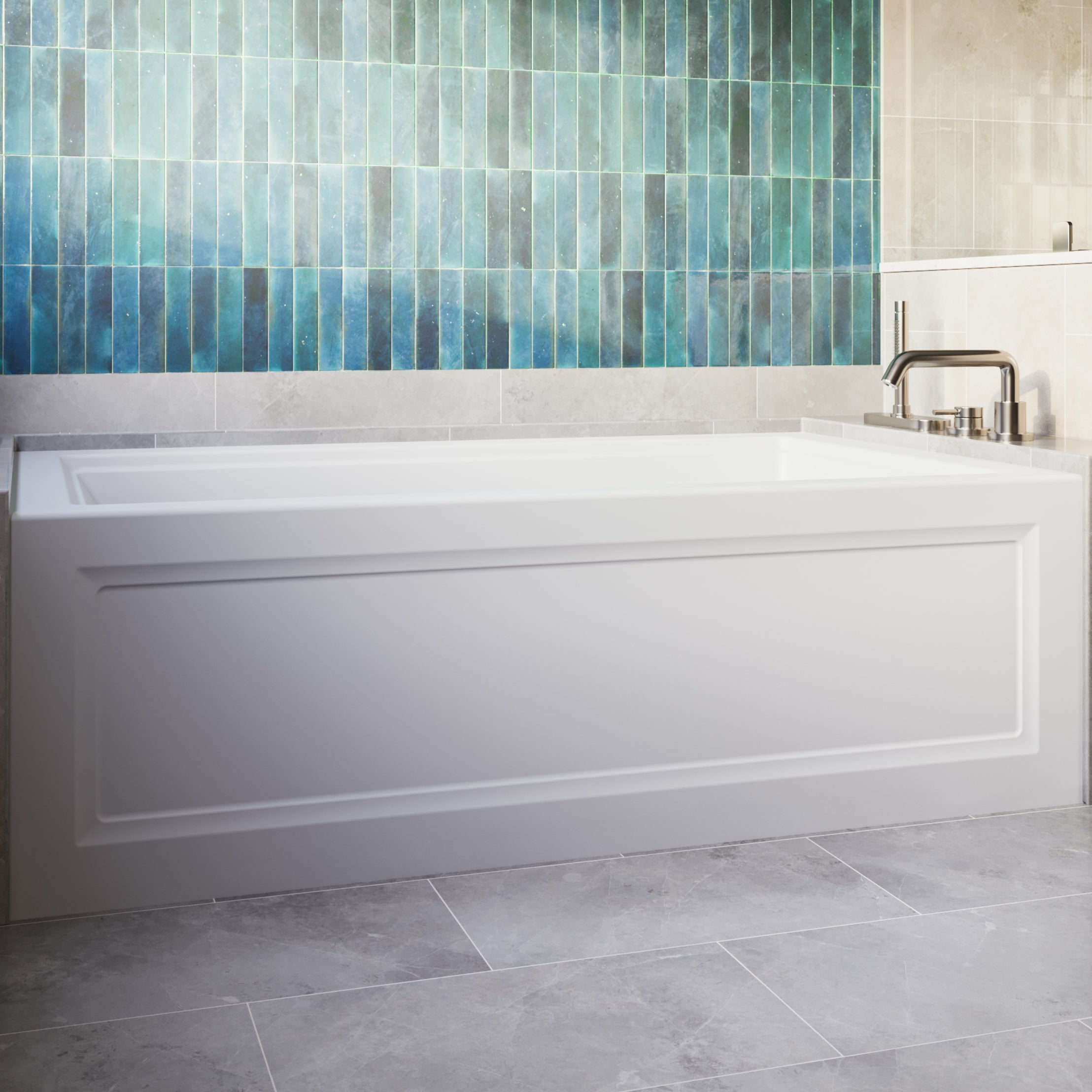 Romy 60 x 30-Inch Integral Apron Bathtub With Right-Hand Outlet | Alternative Image 02 | length:60 | drain location:Right