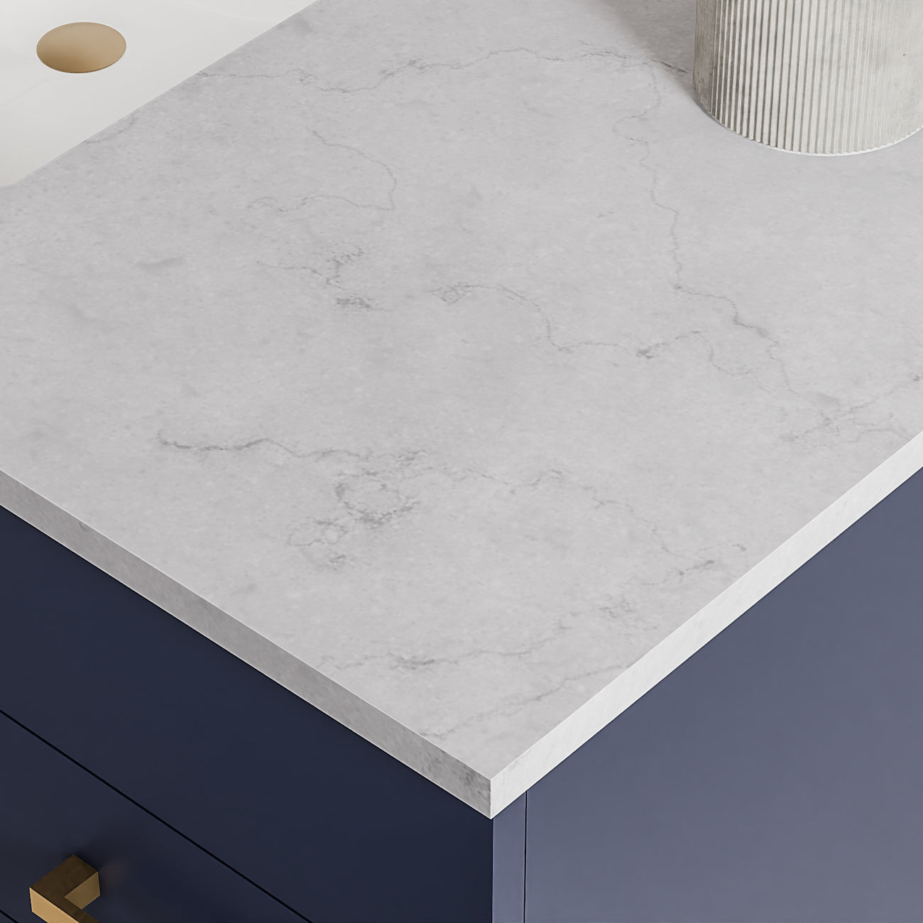 Troy 42 Inch Modern Vanity with Rectangular Undermount Sink- Navy | Alternative Image 03 | finish:Navy | countertop finish:White Carrera Marble