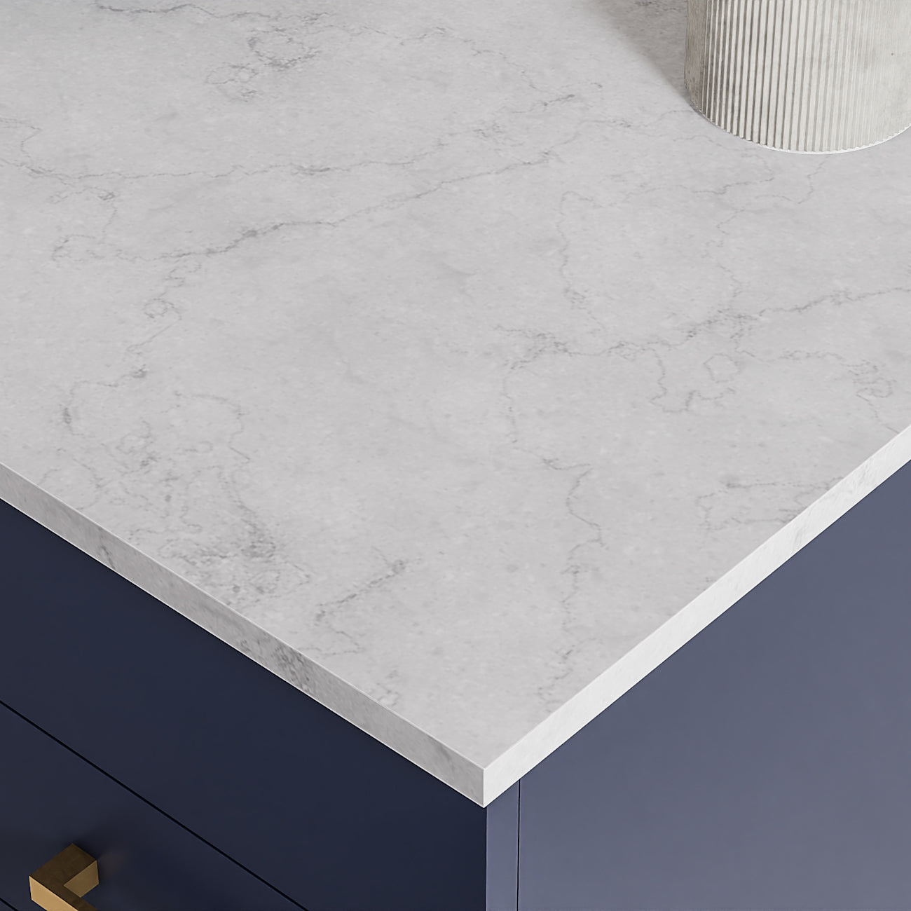 Troy 48 Inch Modern Vanity with Vessel Sink- Navy | Alternative Image 03 | countertop finish:White Carrera Marble | sink style:Vessel | faucet centers:Single Hole