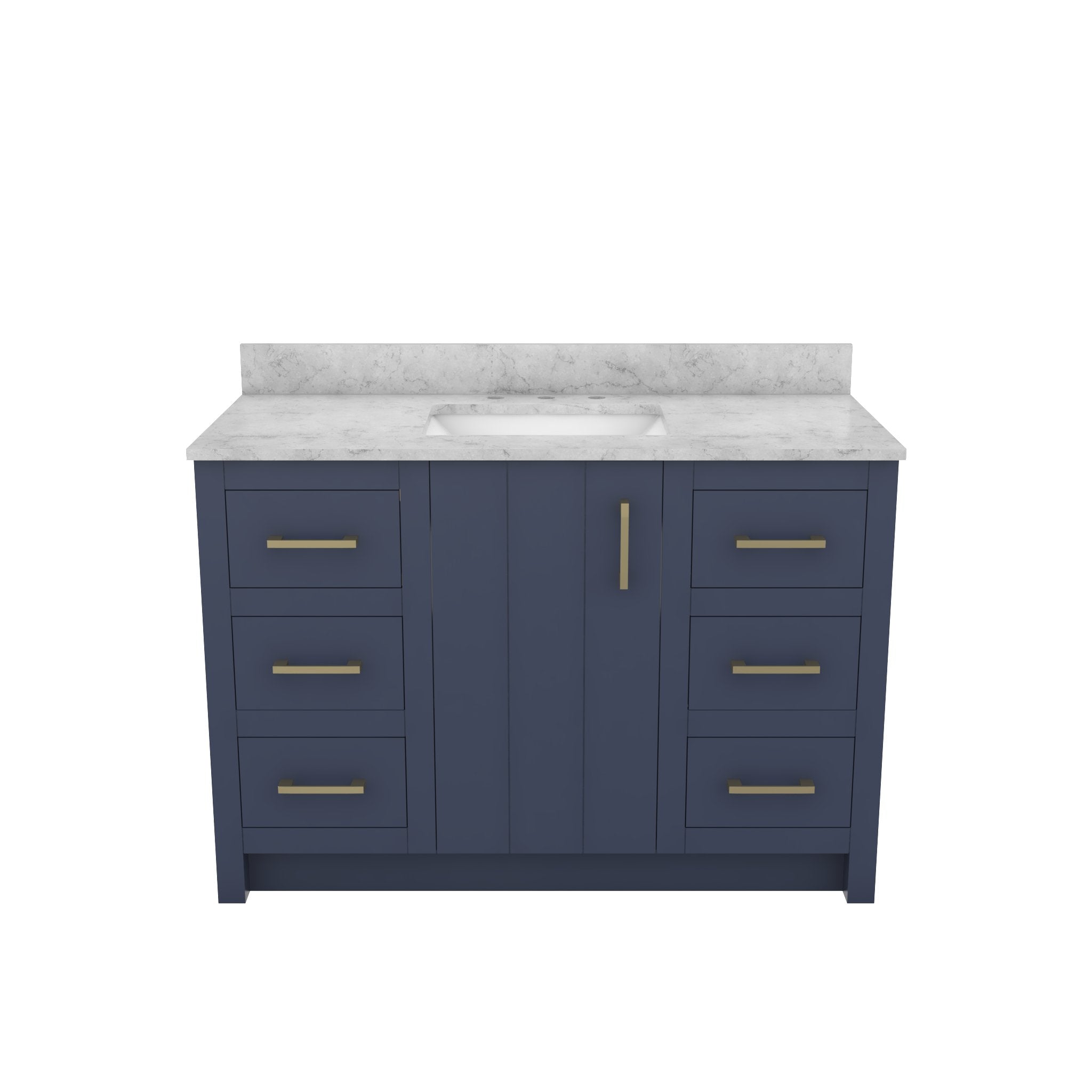 Wexler 48 Inch Solid Oak Bathroom Vanity | Alternative Image 01 | countertop finish:White Carrera Marble | sink style:Rectangle Undermount | faucet centers:8"