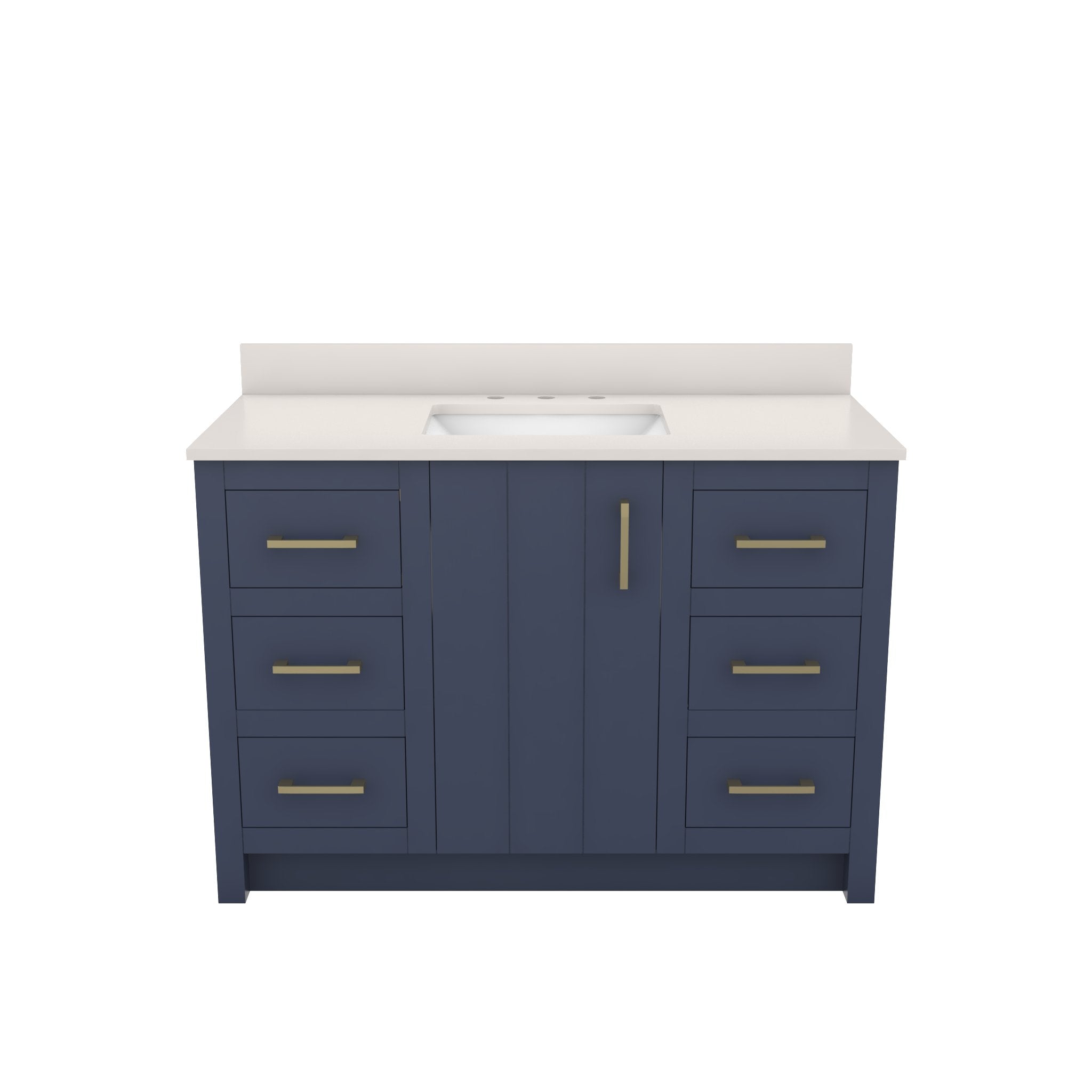 Wexler 48 Inch Solid Oak Bathroom Vanity | Alternative Image 01 | countertop finish:White Quartz | sink style:Rectangle Undermount | faucet centers:8"