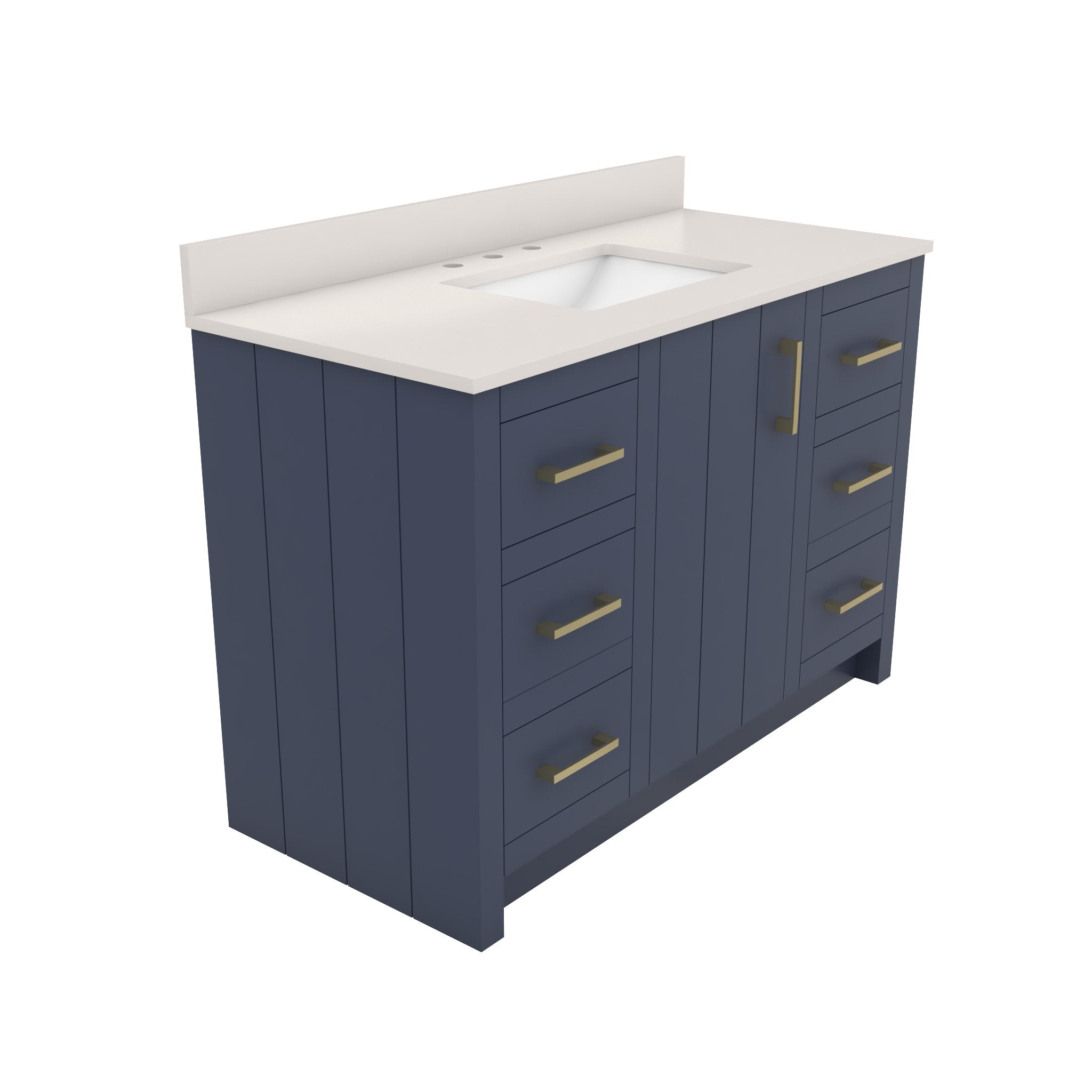 Wexler 48 Inch Solid Oak Bathroom Vanity | Alternative Image 05 | countertop finish:White Quartz | sink style:Rectangle Undermount | faucet centers:8"