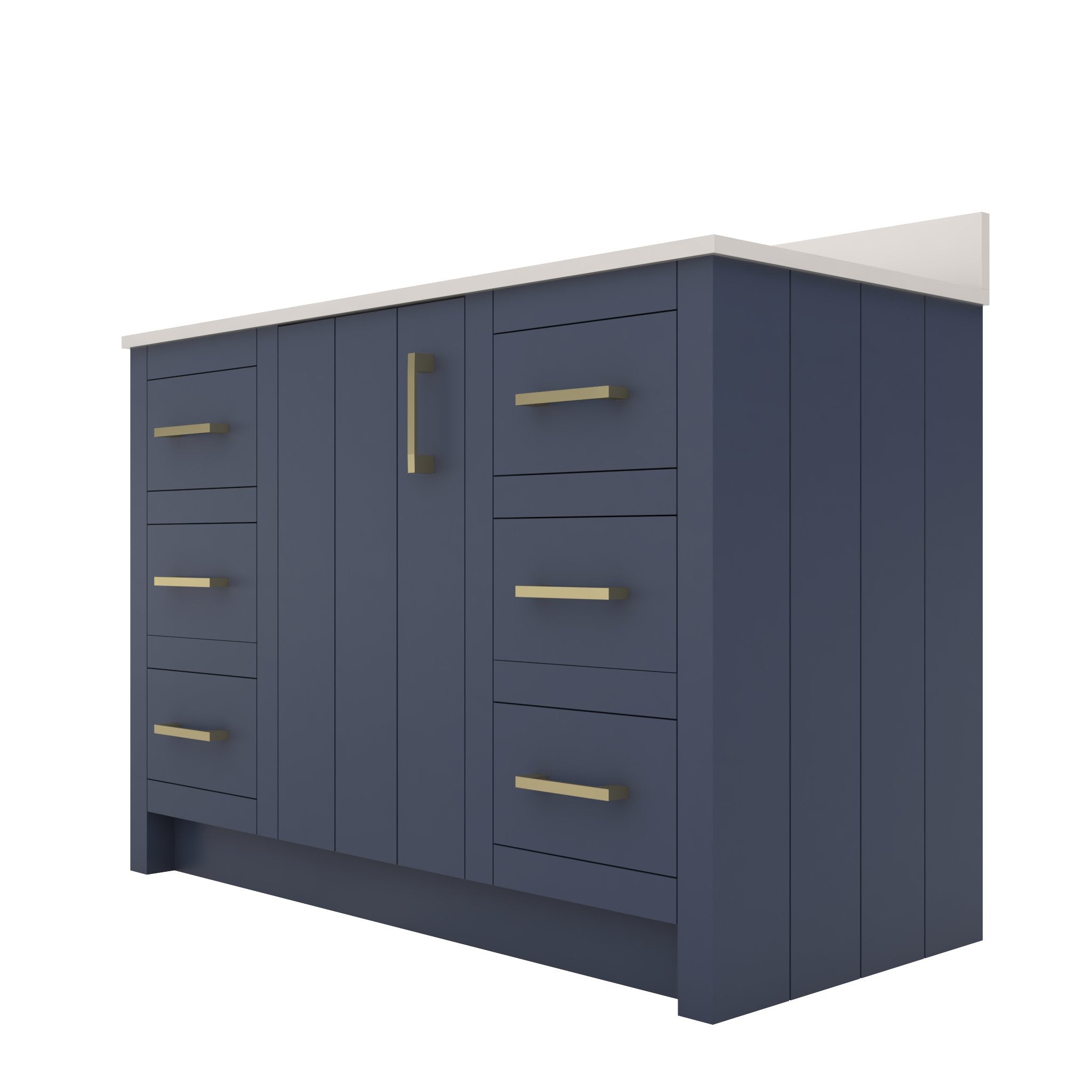 Wexler 48 Inch Solid Oak Bathroom Vanity | Alternative Image 04 | countertop finish:White Quartz | sink style:Rectangle Undermount | faucet centers:8"