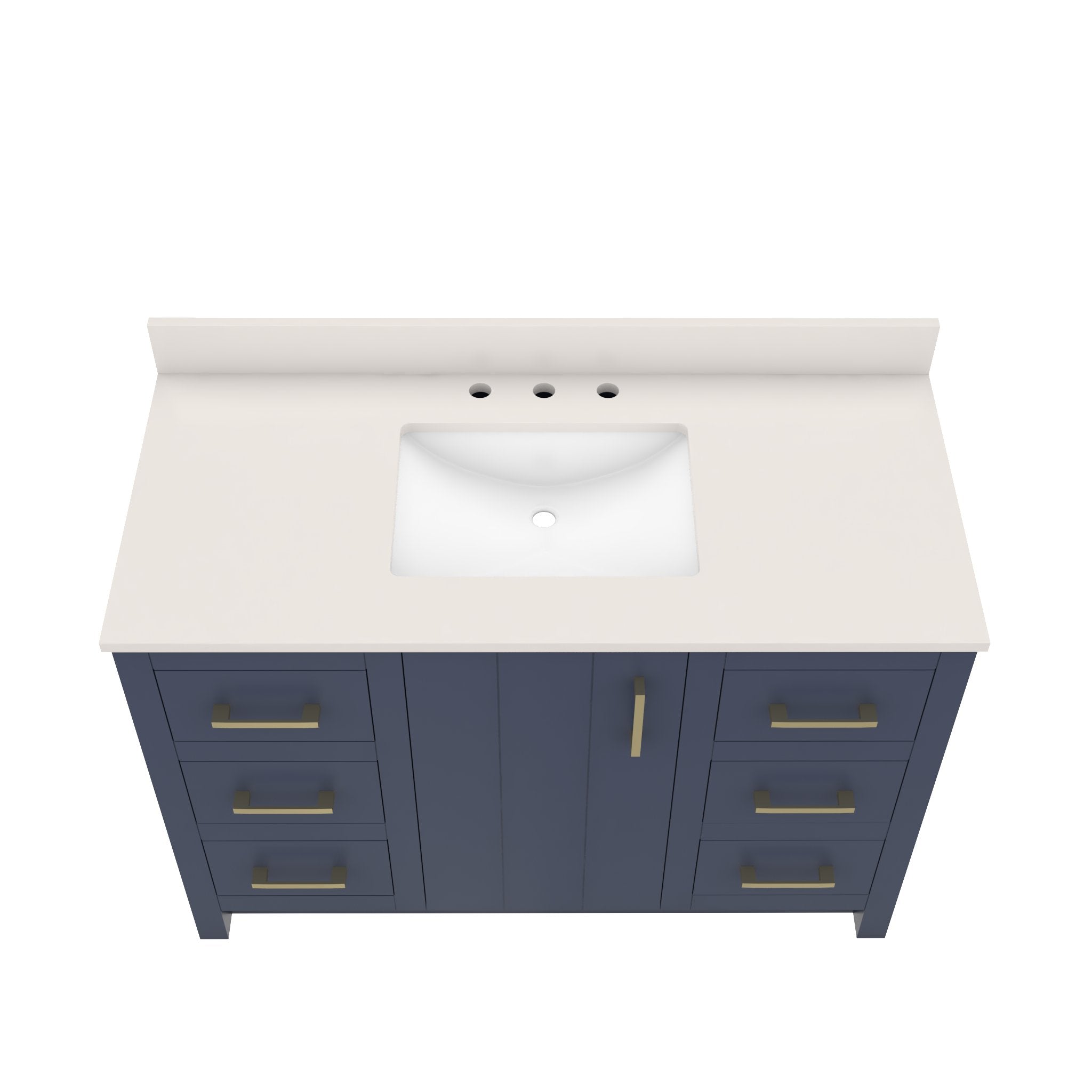 Wexler 48 Inch Solid Oak Bathroom Vanity | Alternative Image 06 | countertop finish:White Quartz | sink style:Rectangle Undermount | faucet centers:8"