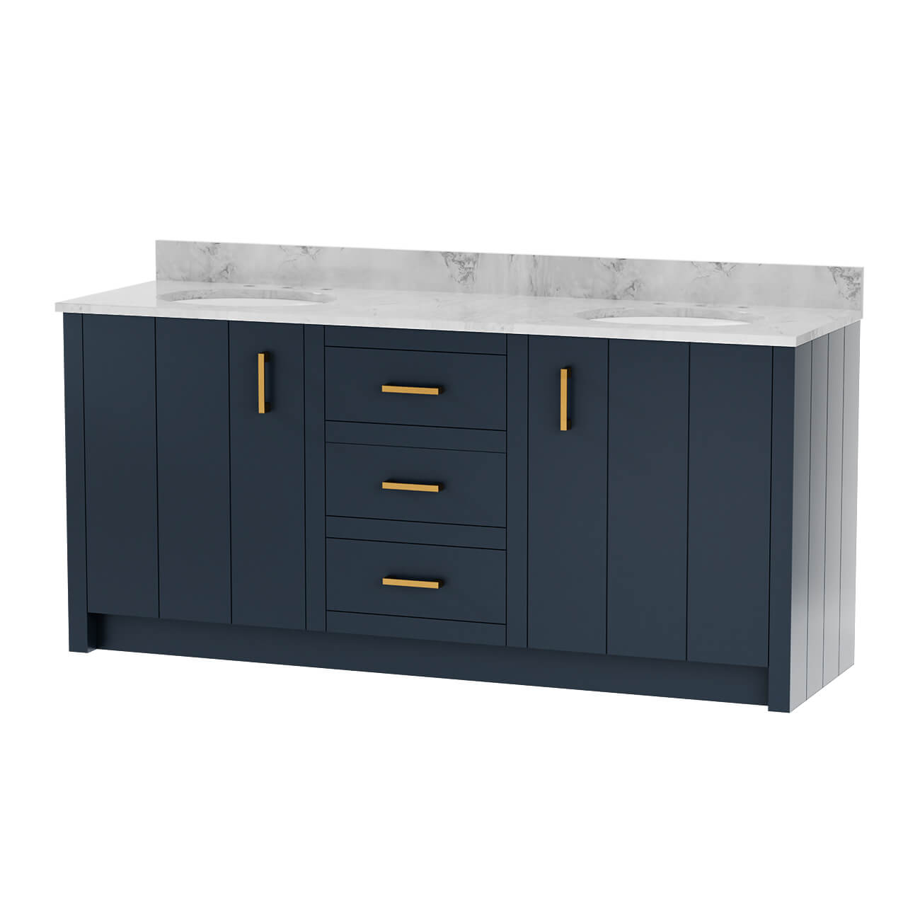Wexler 72 Inch Solid Oak Bathroom Vanity | Alternative Image 02 | countertop finish:White Carrara Marble | sink style:Oval Undermount | faucet centers:8"
