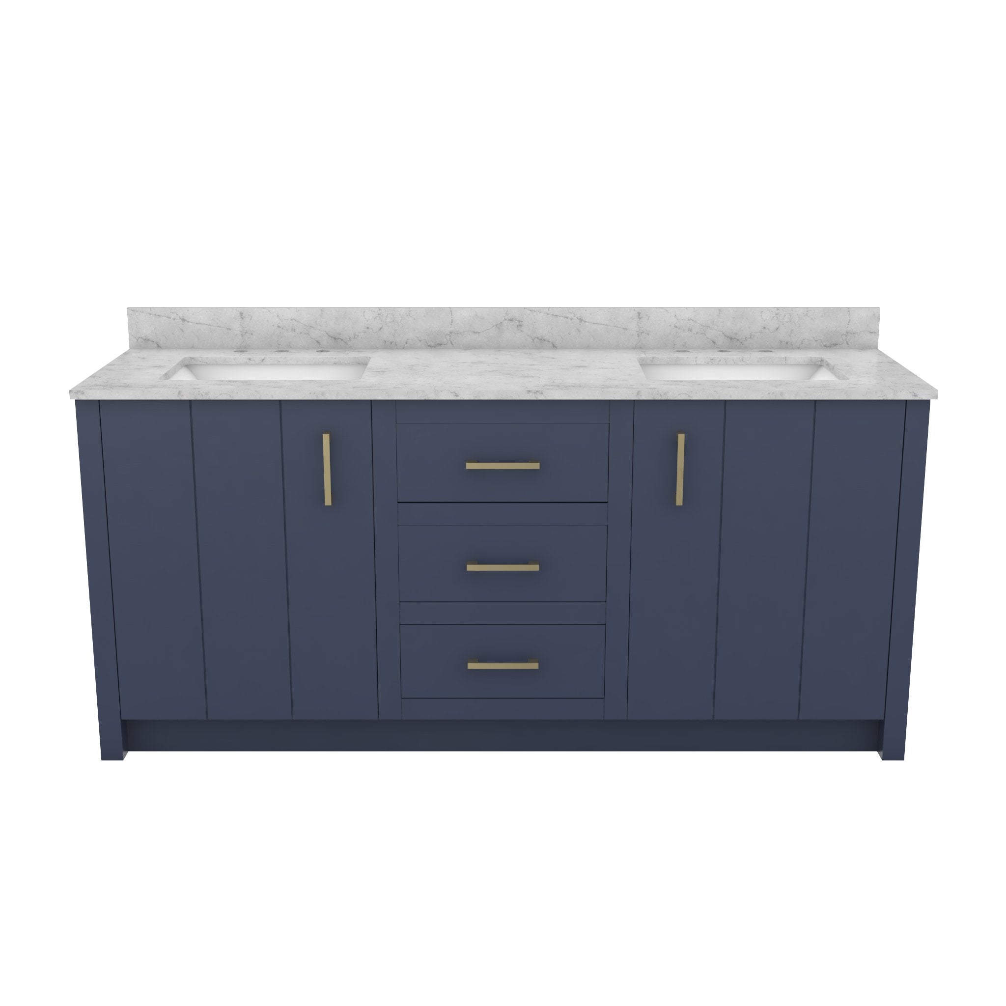 Wexler 72 Inch Solid Oak Bathroom Vanity | Alternative Image 01 | countertop finish:White Carrera Marble | sink style:Rectangle Undermount | faucet centers:8"