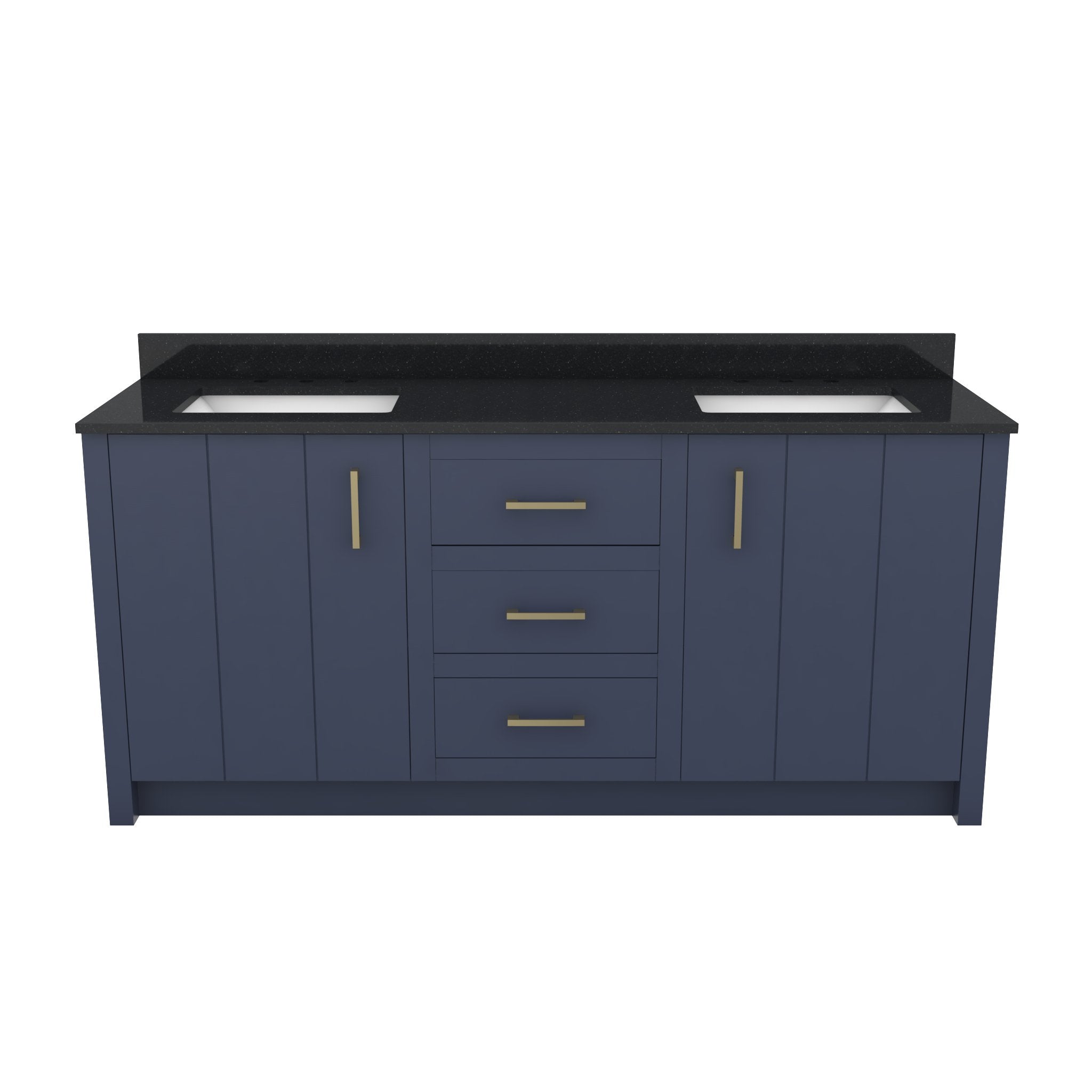 Wexler 72 Inch Solid Oak Bathroom Vanity | Alternative Image 01 | countertop finish:Black Granite | sink style:Rectangle Undermount | faucet centers:8"