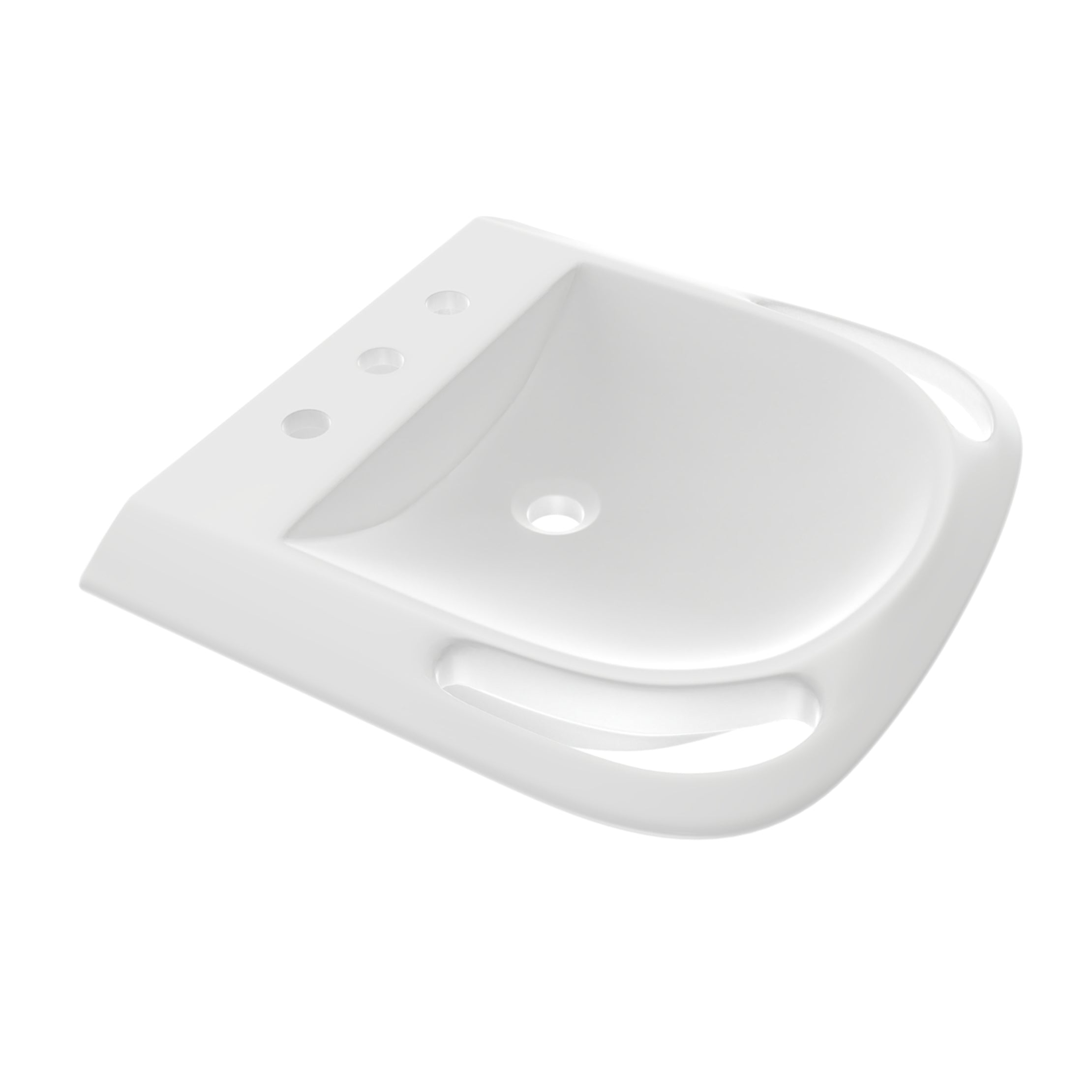 Gia 24 Inch Wall Mounted Bathroom ADA Sink | Alternative Image 02 | faucet centers:8"
