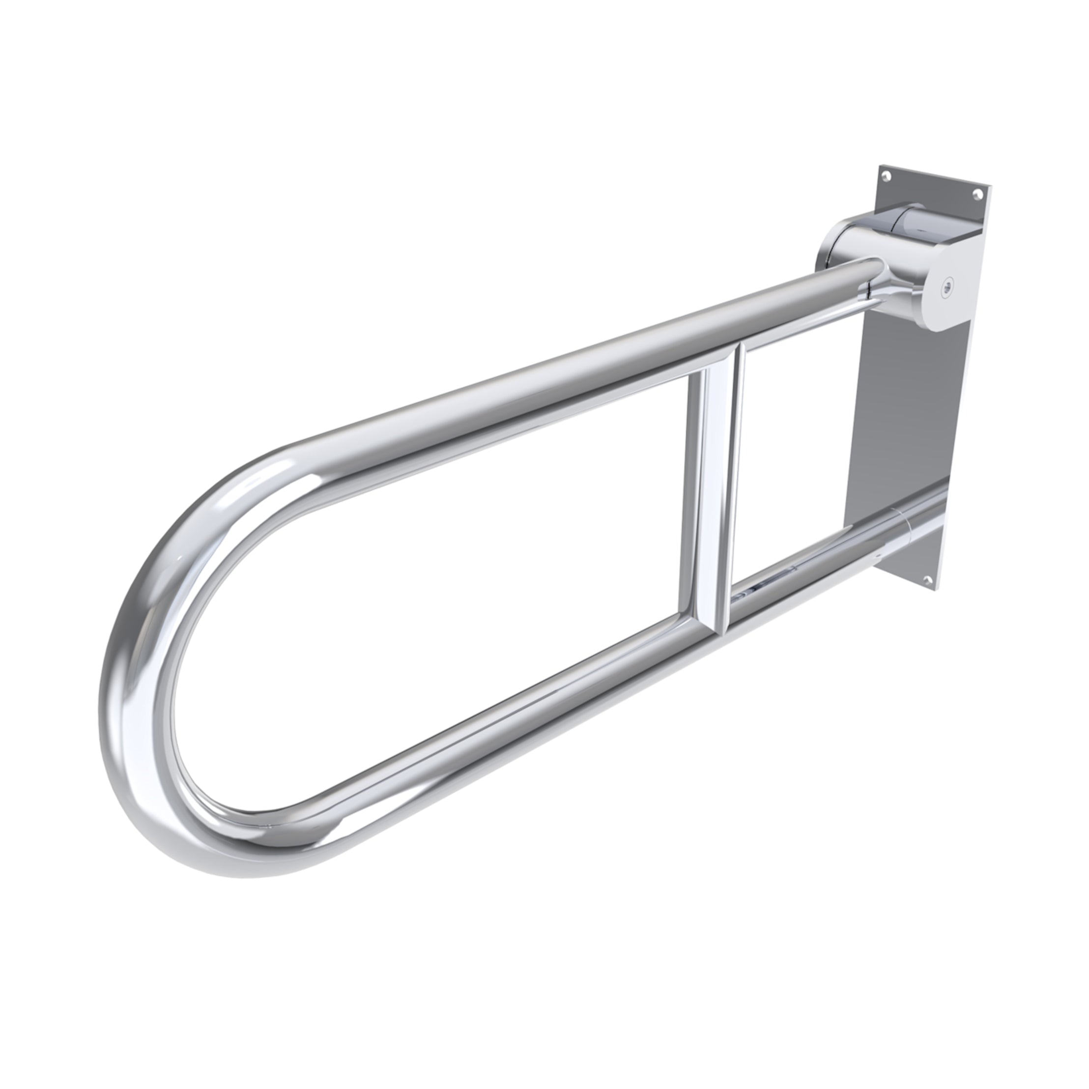 Custos 24 Inch, High Grade- Stainless Steel, Space Saving Flip Up Toilet Grab Bar - Chrome | Alternative Image 02 | finish:Chrome