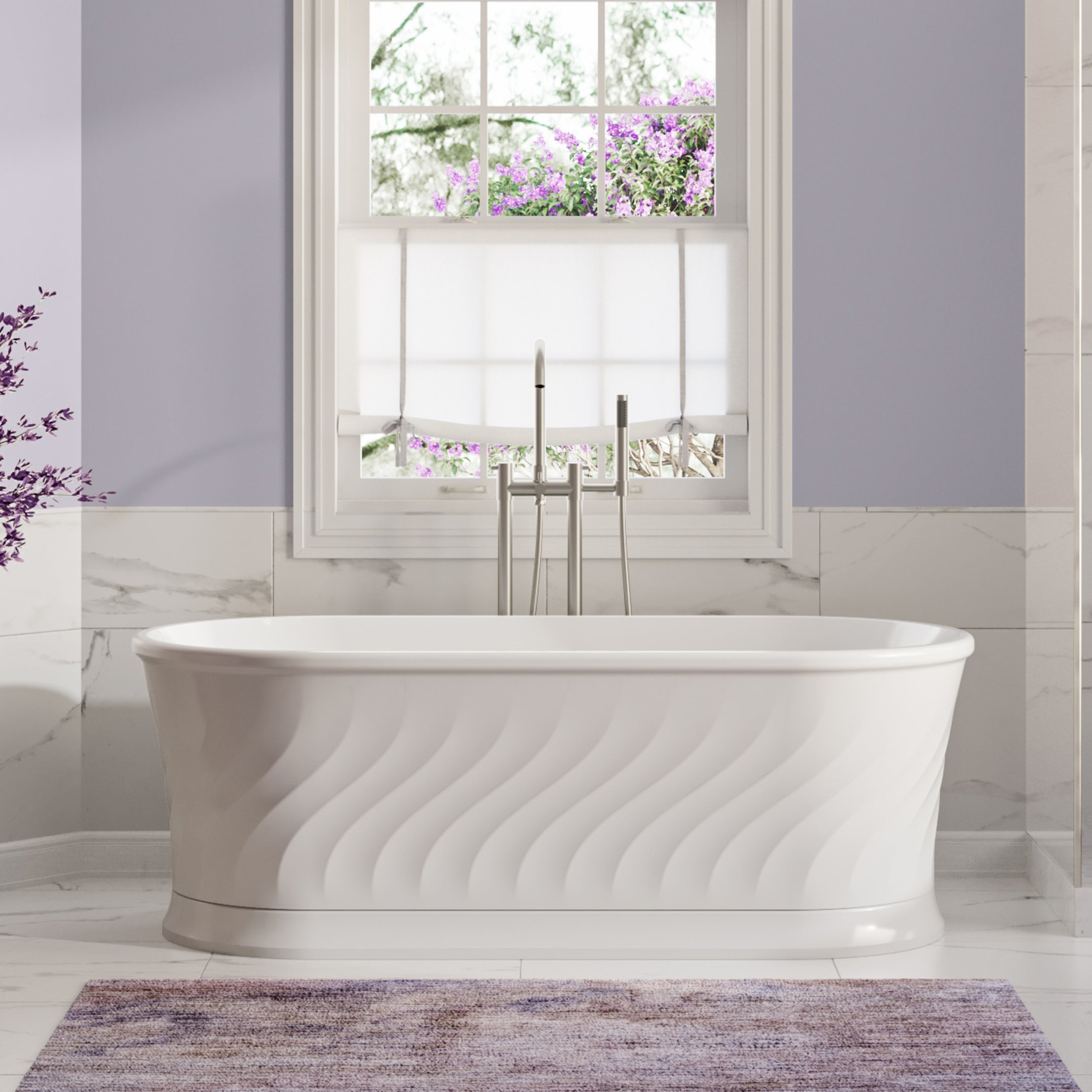 Vortelle 67-Inch Acrylic Double Ended Freestanding Tub | Alternative Image 01 | length:67 | drain finish:Brushed Nickel