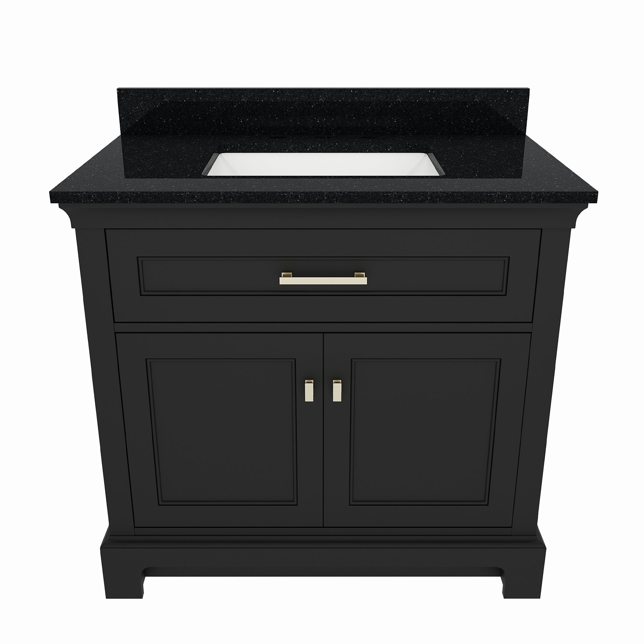 Bronson 36 Inch Vanity Base - Ferrous Grey | Alternative Image 01 | finish:Ferrous Grey | countertop finish:Black Granite | sink style:Rectangle Undermount