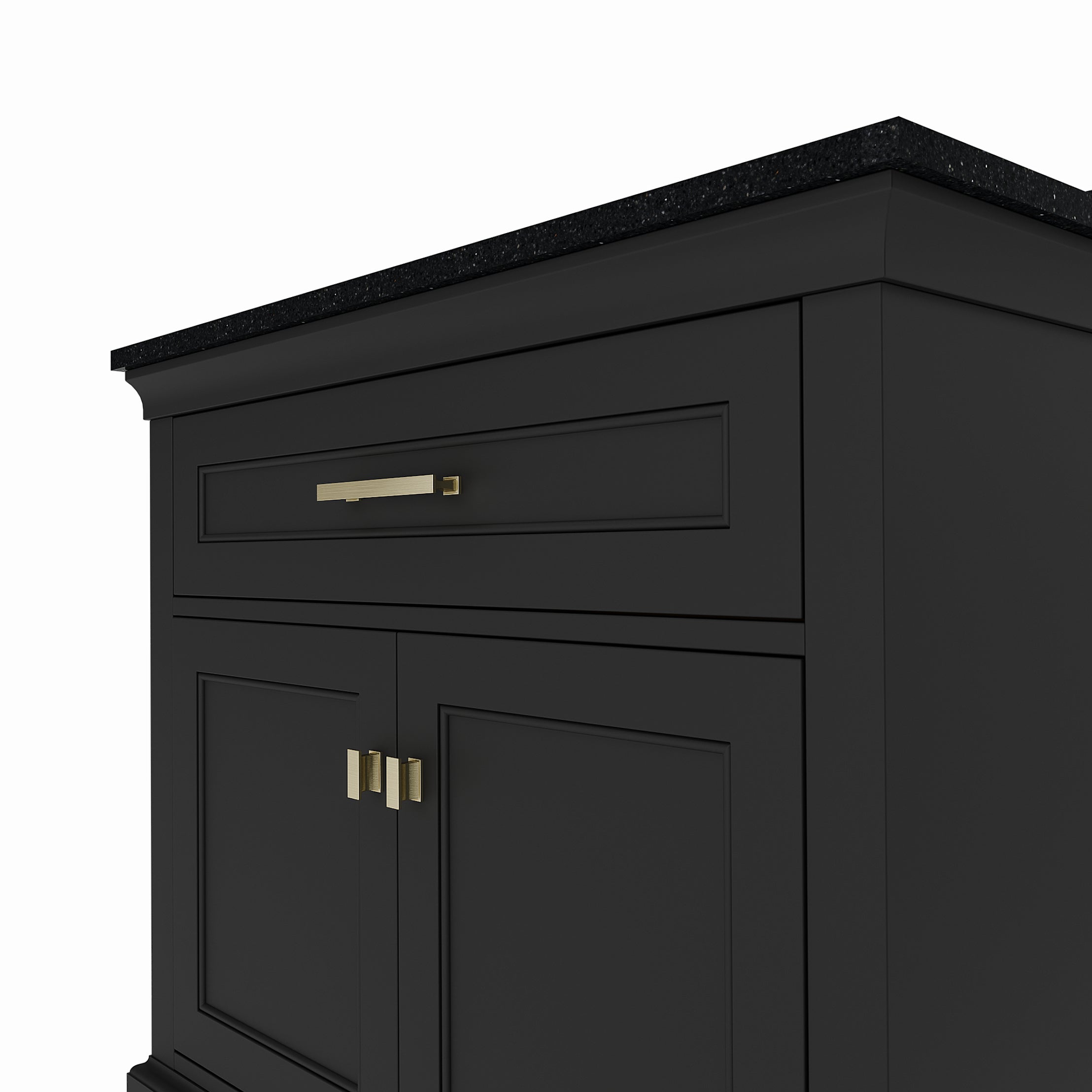 Bronson 36 Inch Vanity Base - Ferrous Grey | Alternative Image 05 | finish:Ferrous Grey | countertop finish:Black Granite | sink style:Rectangle Undermount