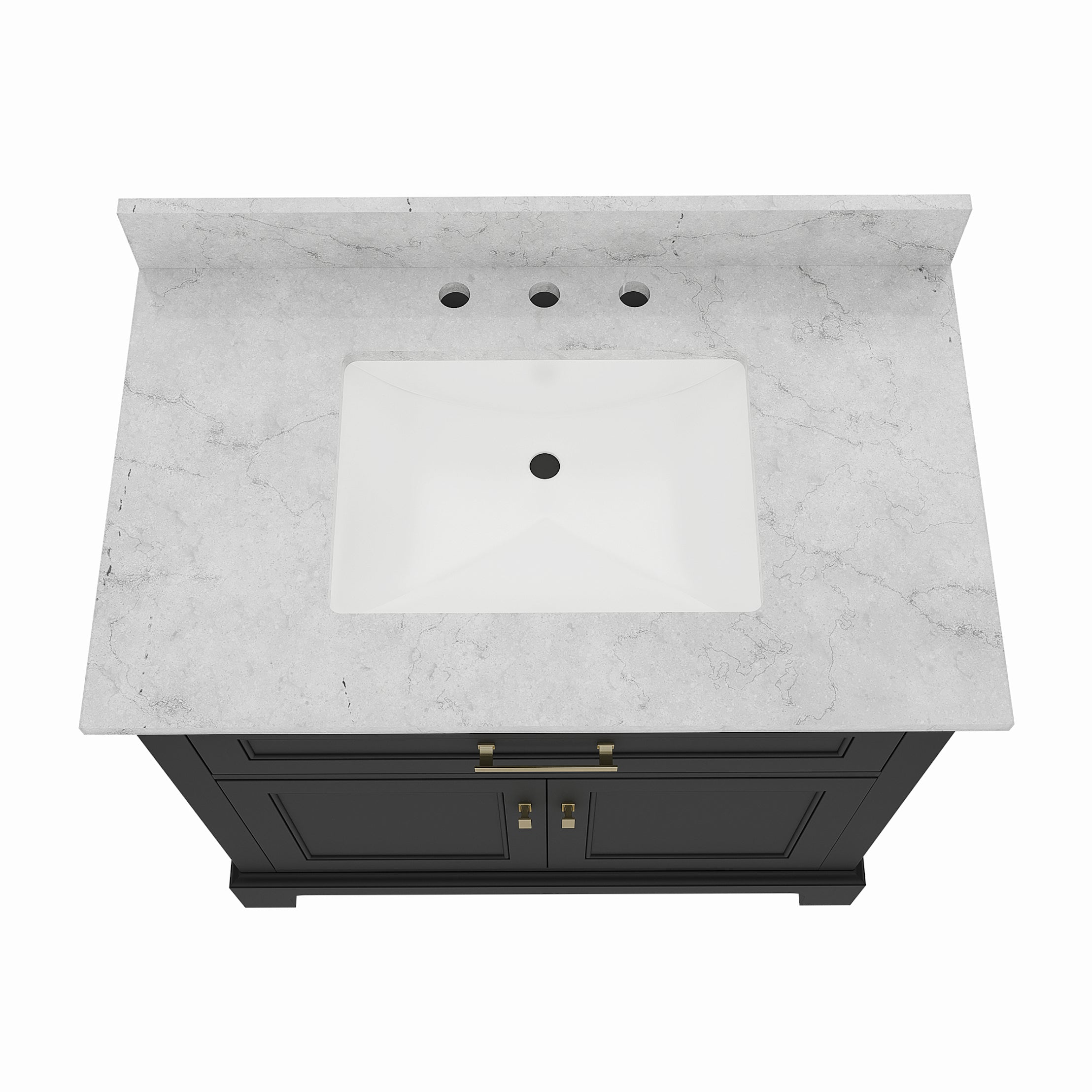 Bronson 36 Inch Vanity Base - Ferrous Grey | Alternative Image 06 | finish:Ferrous Grey | countertop finish:Black Granite | sink style:Rectangle Undermount