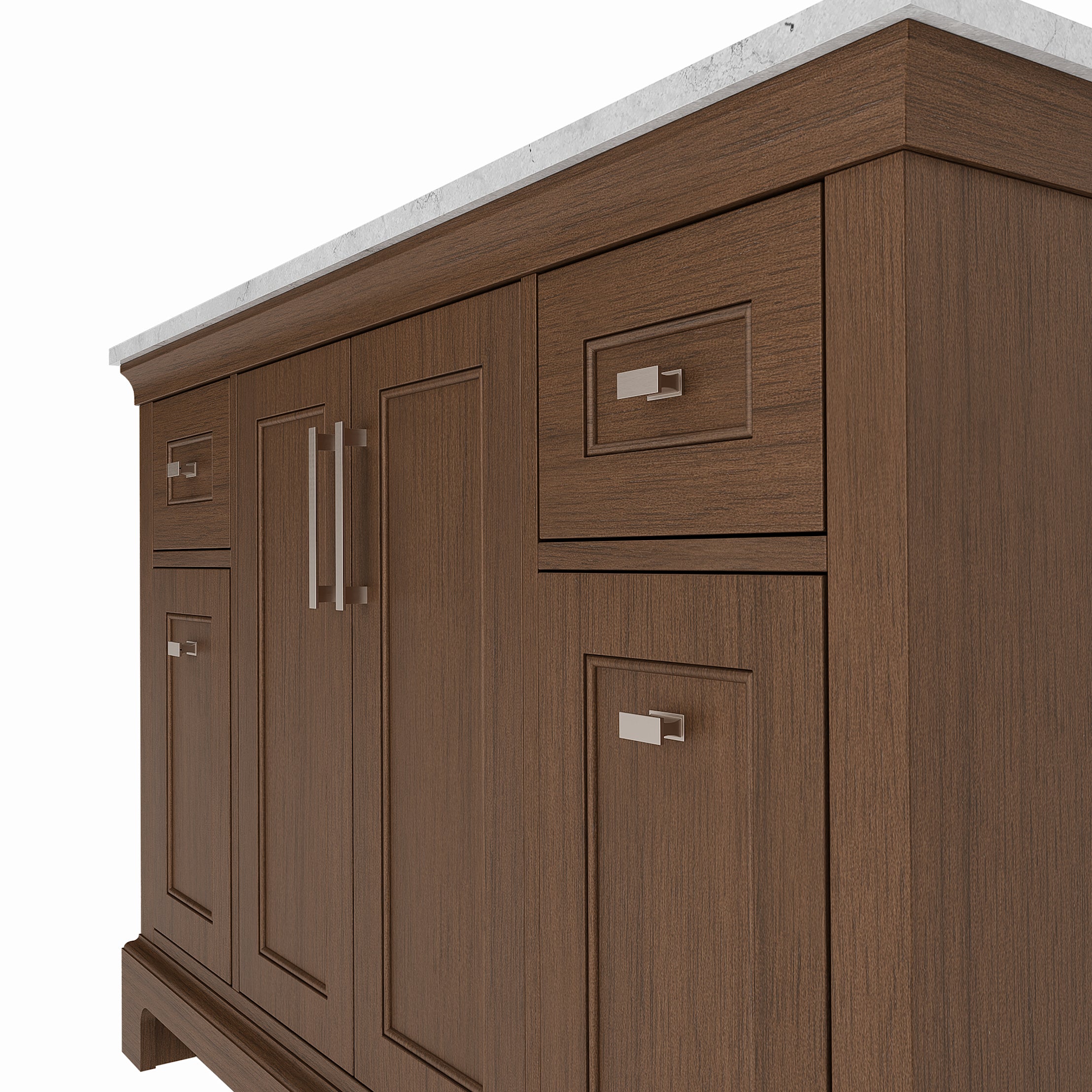 Bronson 48 Inch Vanity Base - Ferrous Grey | Alternative Image 08 | finish:Ferrous Grey | countertop finish:White Carrara Marble | sink style:Oval Undermount