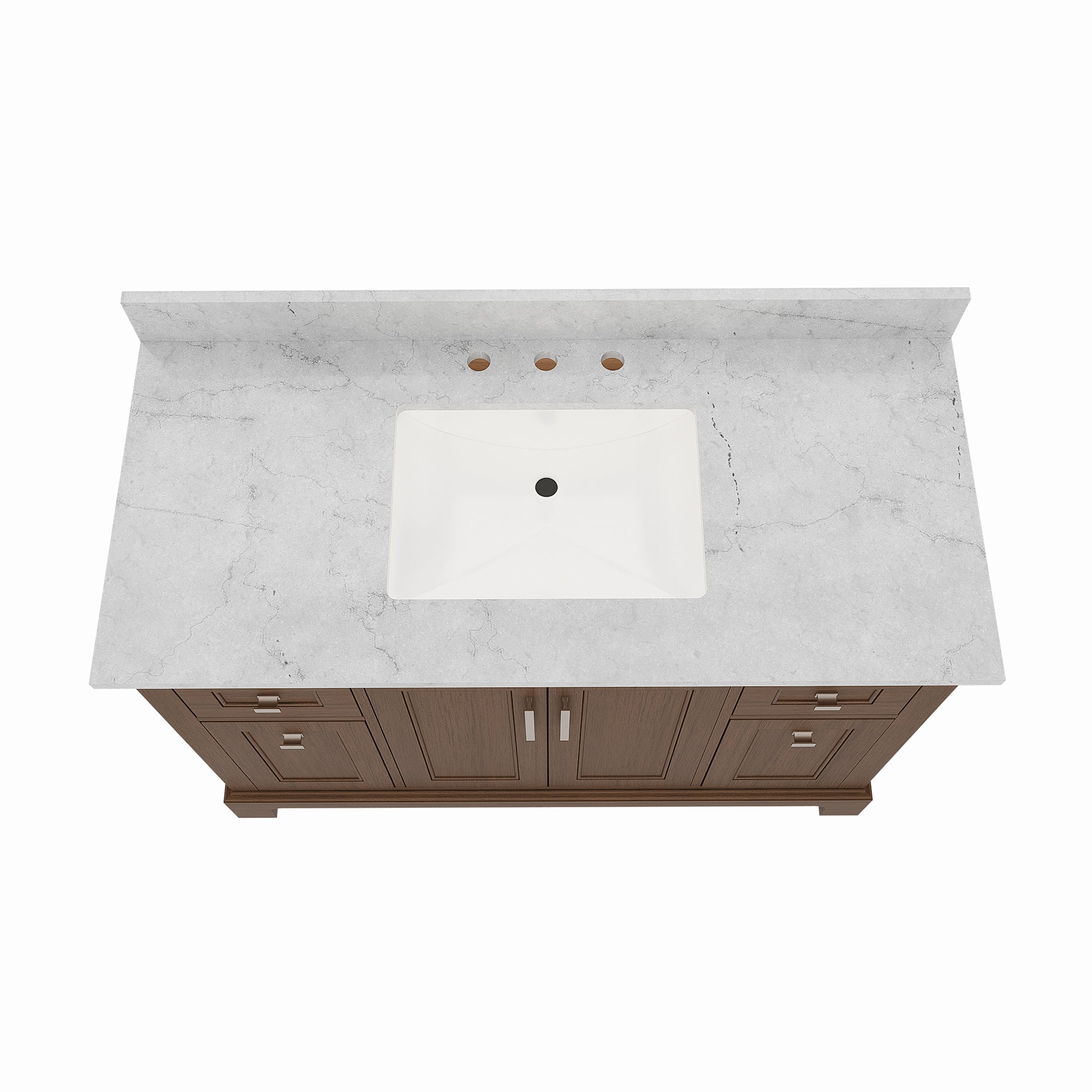 Bronson 48 Inch Vanity Base - Ferrous Grey | Alternative Image 06 | finish:Ferrous Grey | countertop finish:White Carrara Marble | sink style:Oval Undermount