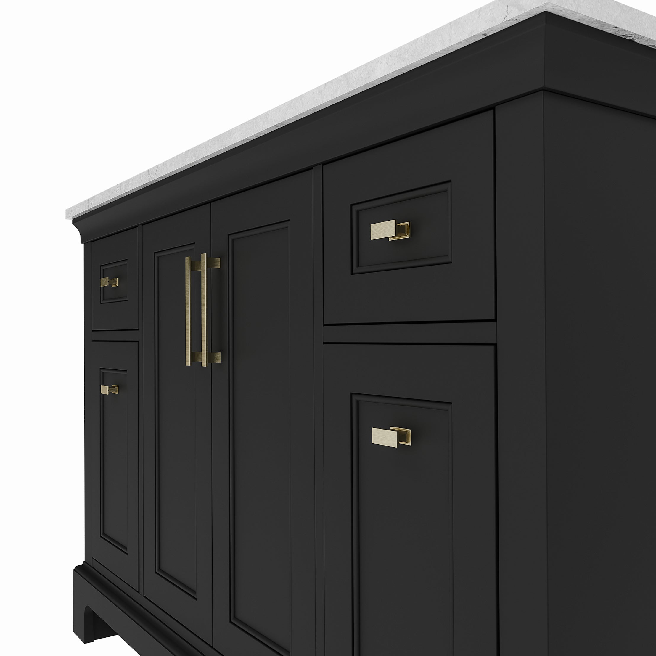 Bronson 48 Inch Vanity Base - Ferrous Grey | Alternative Image 05 | finish:Ferrous Grey | countertop finish:White Carrara Marble | sink style:Oval Undermount