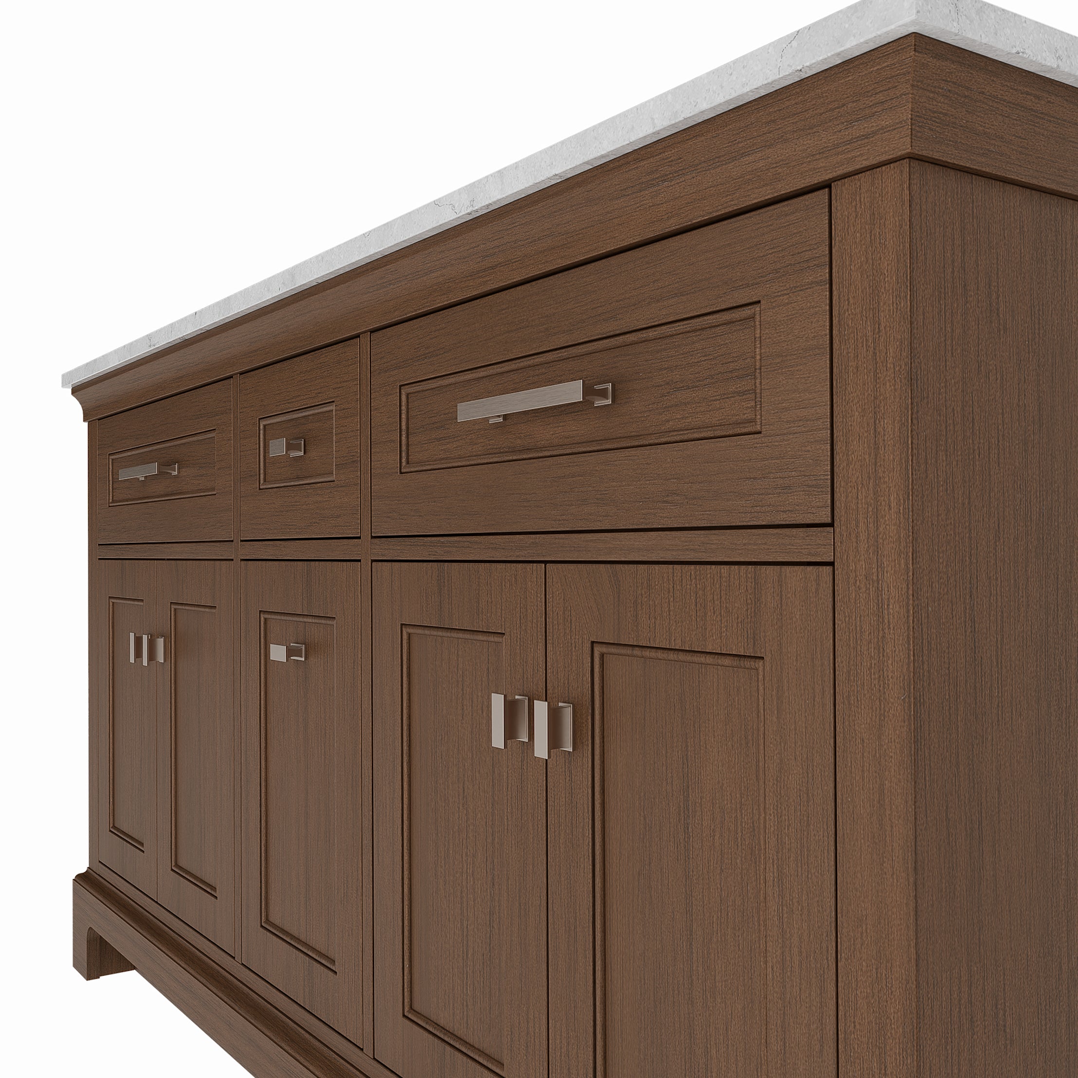 Bronson 60 Inch Vanity Base - Ferrous Grey | Alternative Image 08 | finish:Ferrous Grey | countertop finish:White Carrara Marble | sink style:Oval Undermount