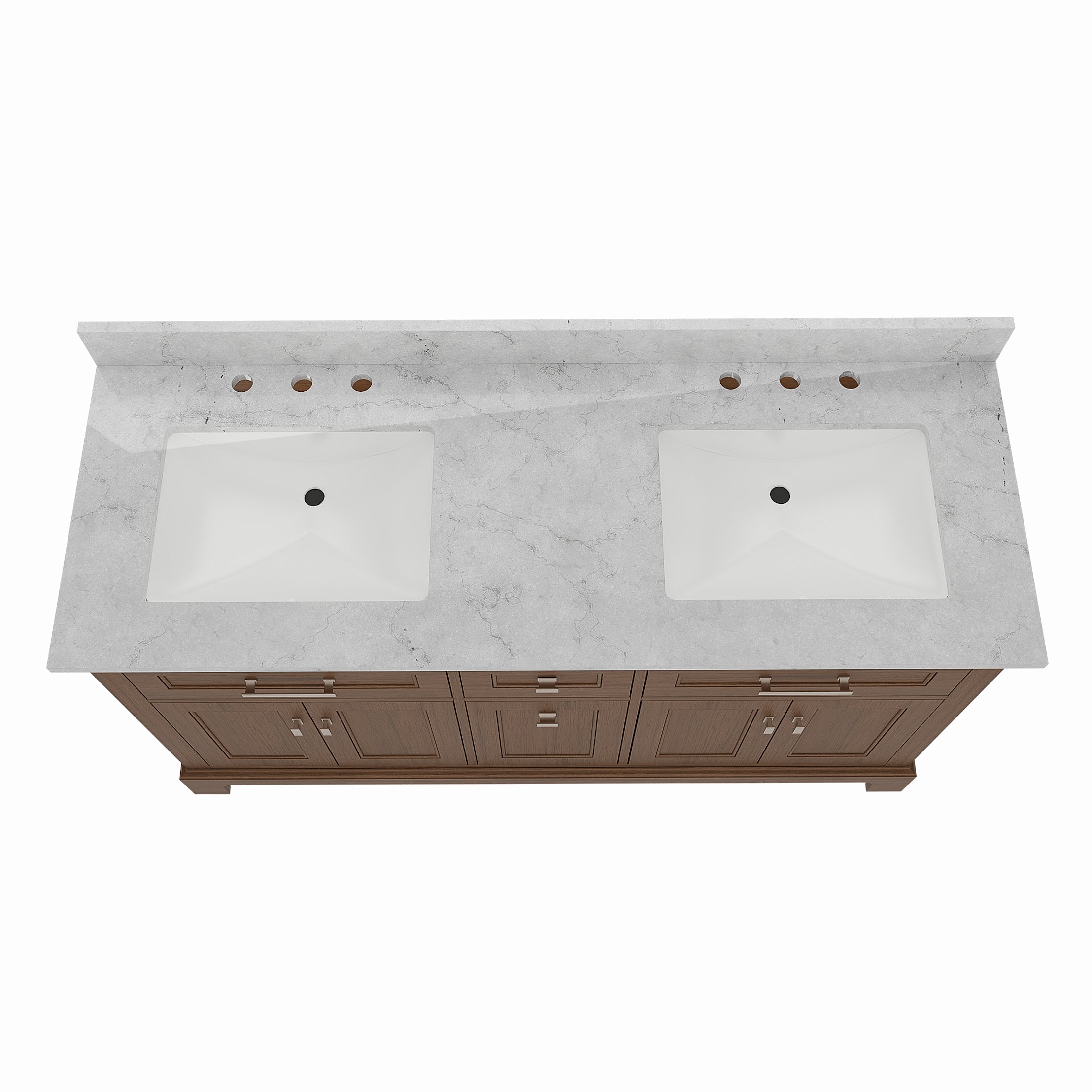 Bronson 60 Inch Vanity Base - Ferrous Grey | Alternative Image 07 | finish:Ferrous Grey | countertop finish:White Carrara Marble | sink style:Oval Undermount