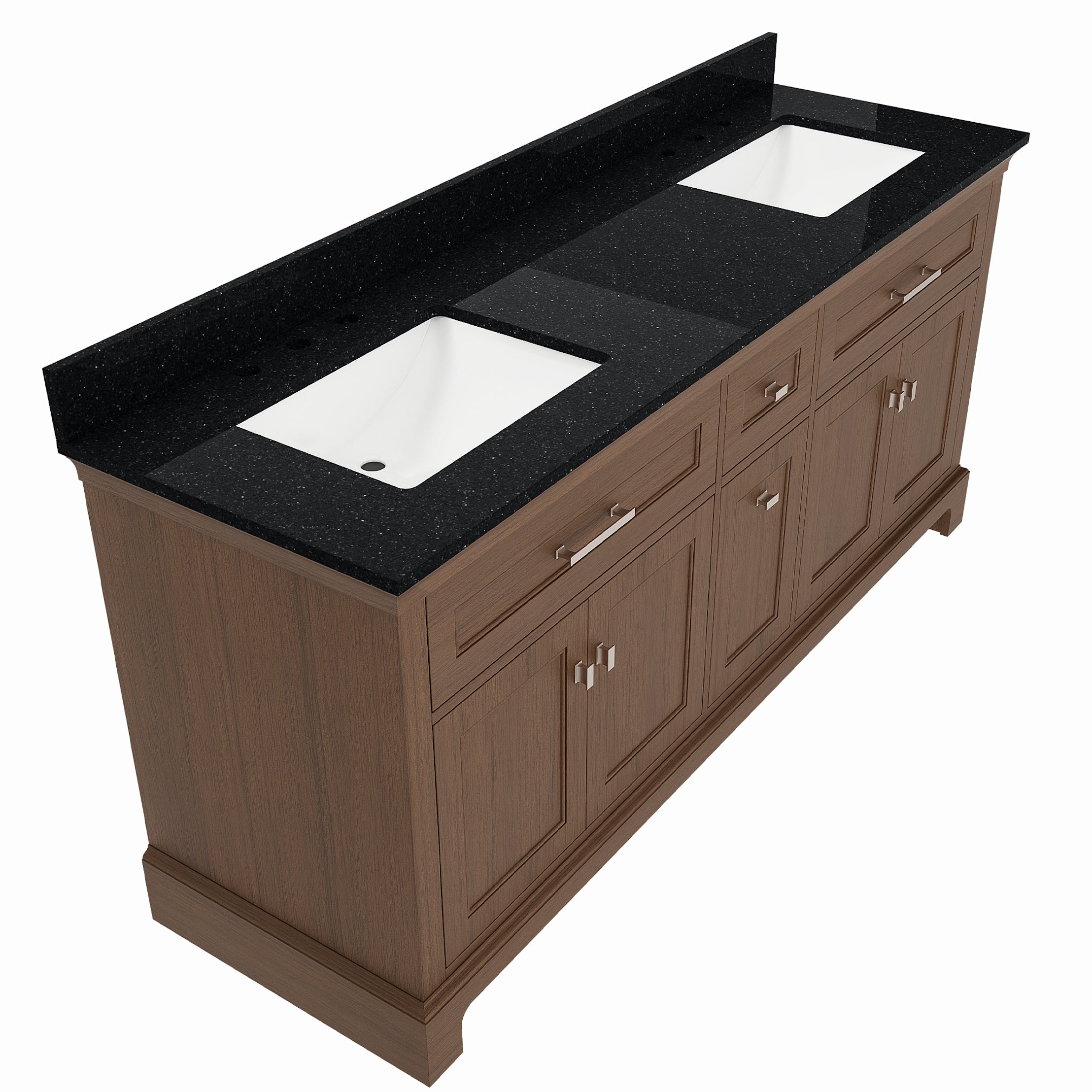 Bronson 72 Inch Vanity Base - Draper Oak | Alternative Image 02 | finish:Draper Oak | countertop finish:Black Granite | sink style:Rectangle Undermount