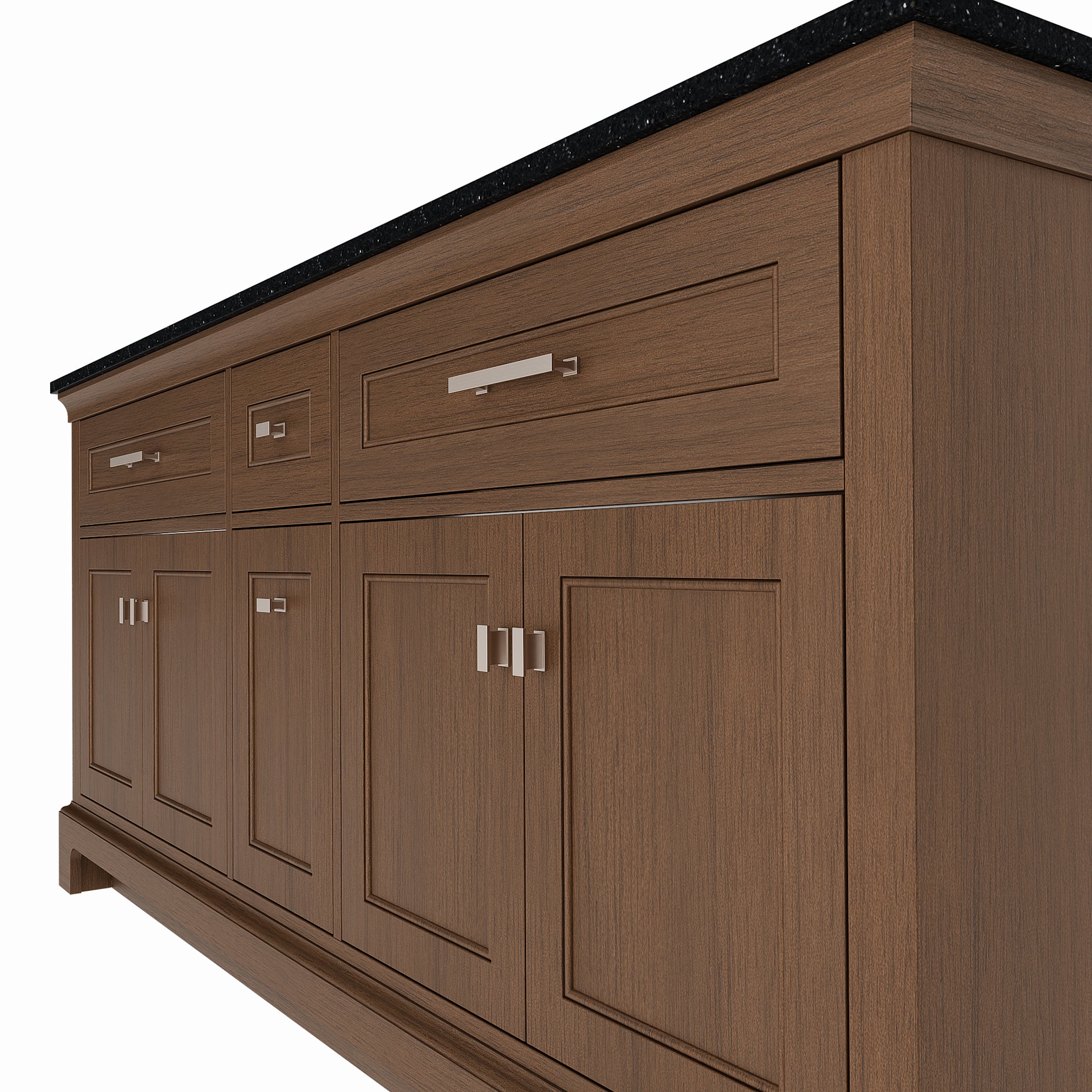 Bronson 72 Inch Vanity Base - Draper Oak | Alternative Image 05 | finish:Draper Oak | countertop finish:Black Granite | sink style:Rectangle Undermount