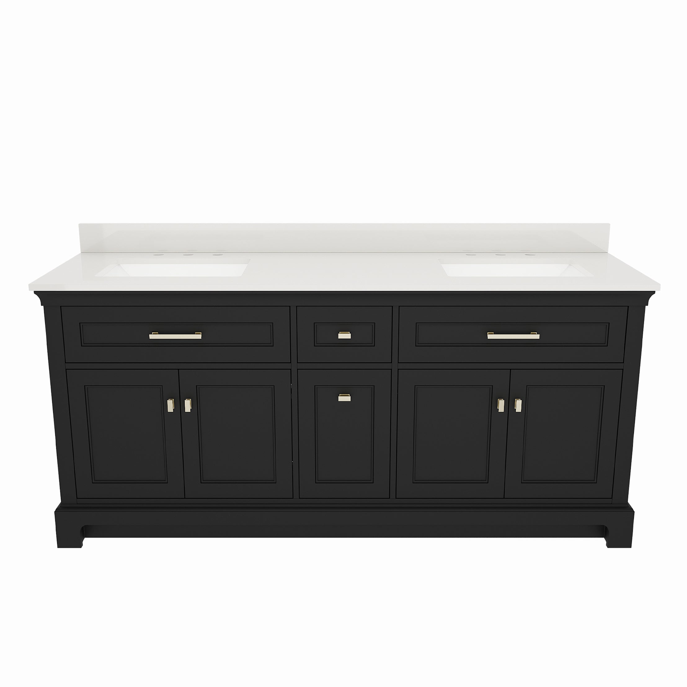 Bronson 72 Inch Vanity Base - Ferrous Grey | Alternative Image 01 | finish:Ferrous Grey | countertop finish:White Quartz | sink style:Rectangle Undermount