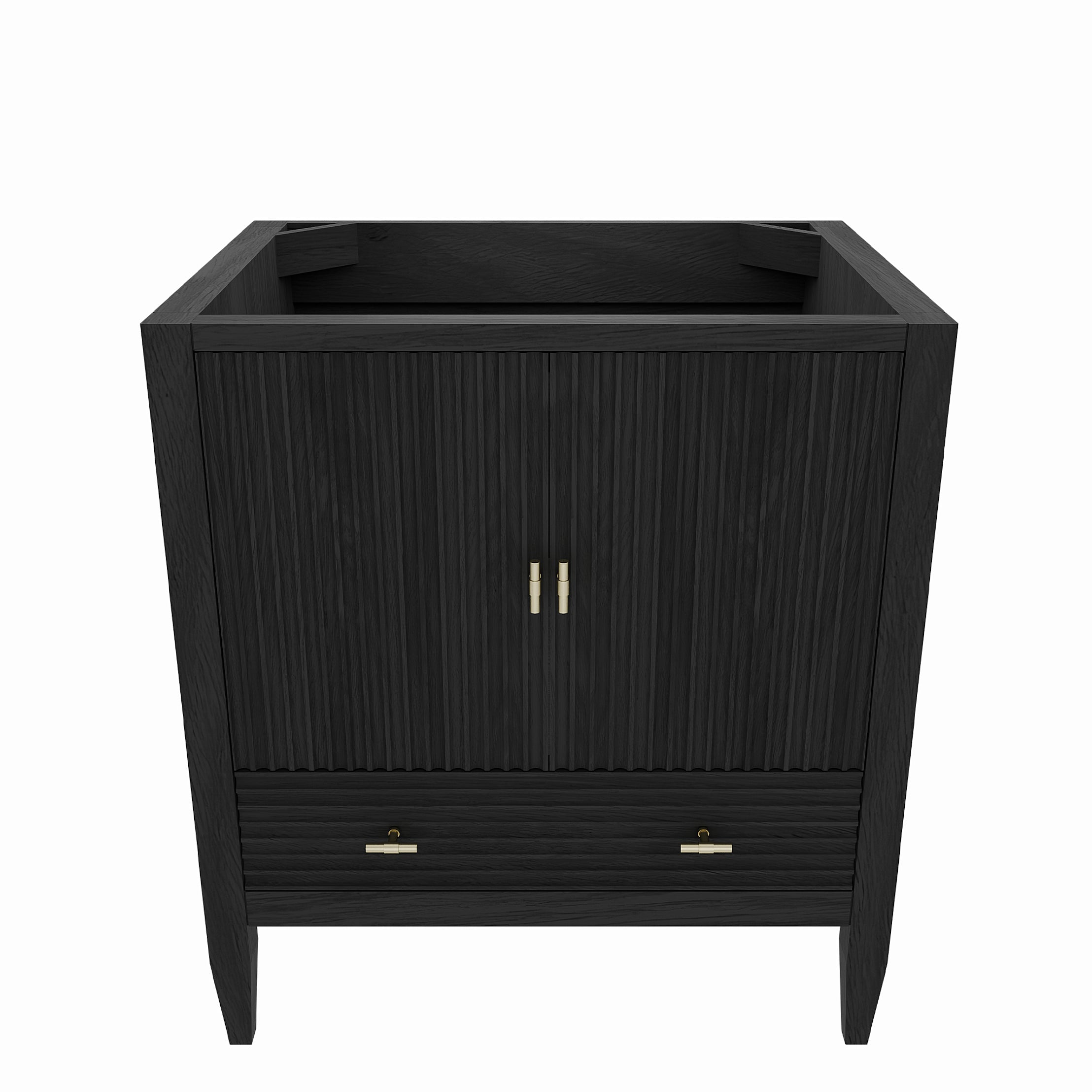 Valmont 30 Inch Fluted Vanity Base - Carbon Oak | Alternative Image 01 | finish:Carbon Oak | countertop finish:No Top | sink style:None