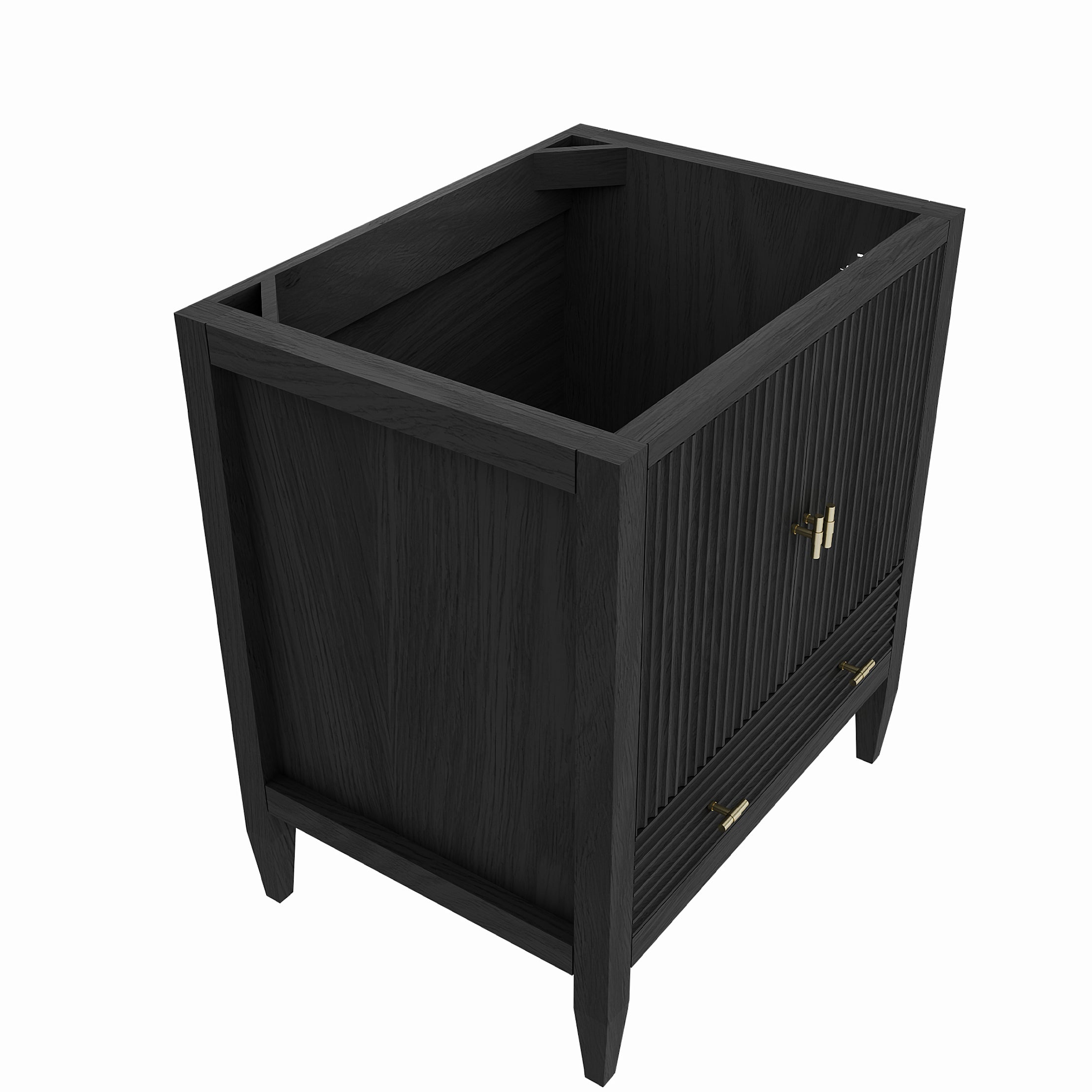 Valmont 30 Inch Fluted Vanity Base - Carbon Oak | Alternative Image 02 | finish:Carbon Oak | countertop finish:No Top | sink style:None