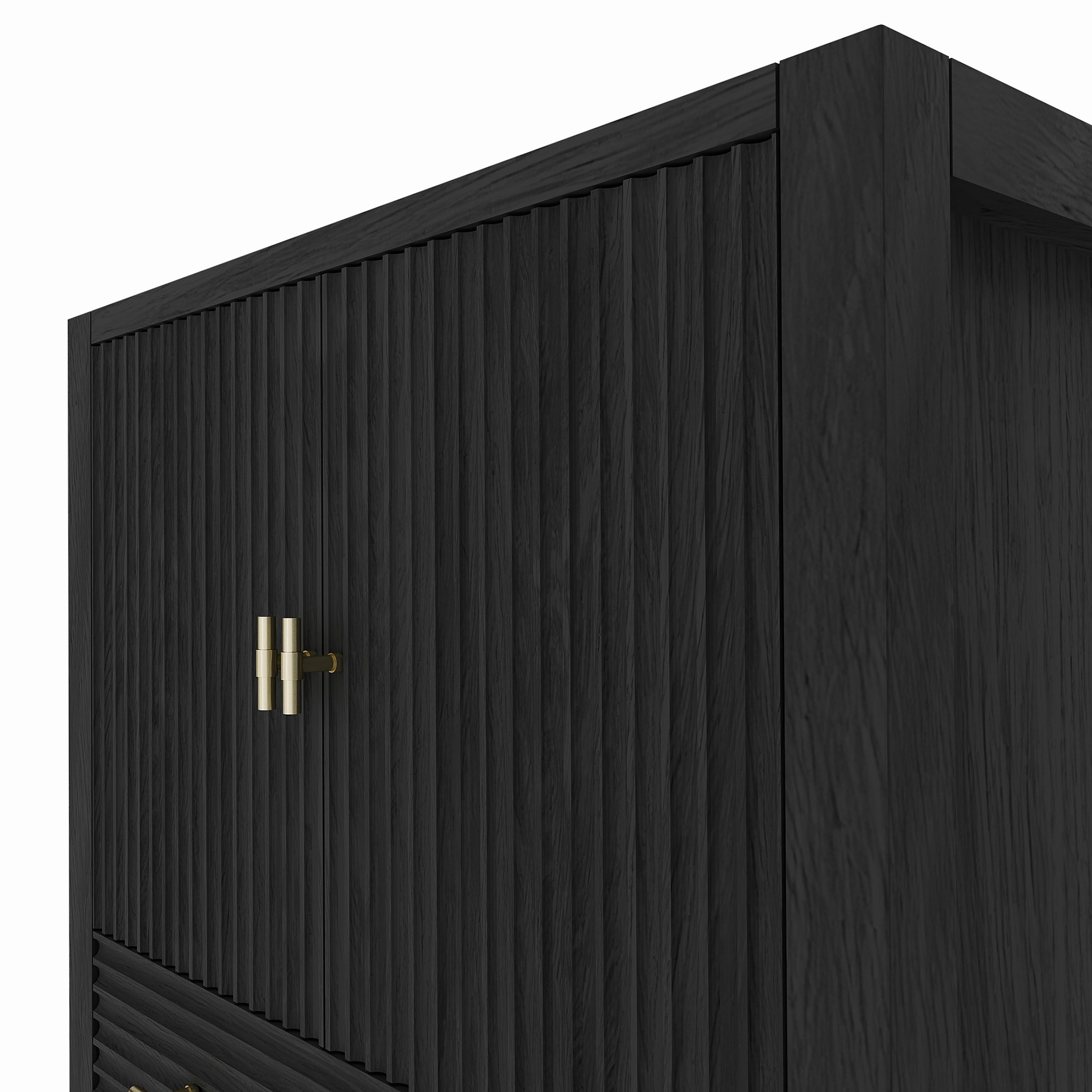 Valmont 30 Inch Fluted Vanity Base - Carbon Oak | Alternative Image 05 | finish:Carbon Oak | countertop finish:No Top | sink style:None