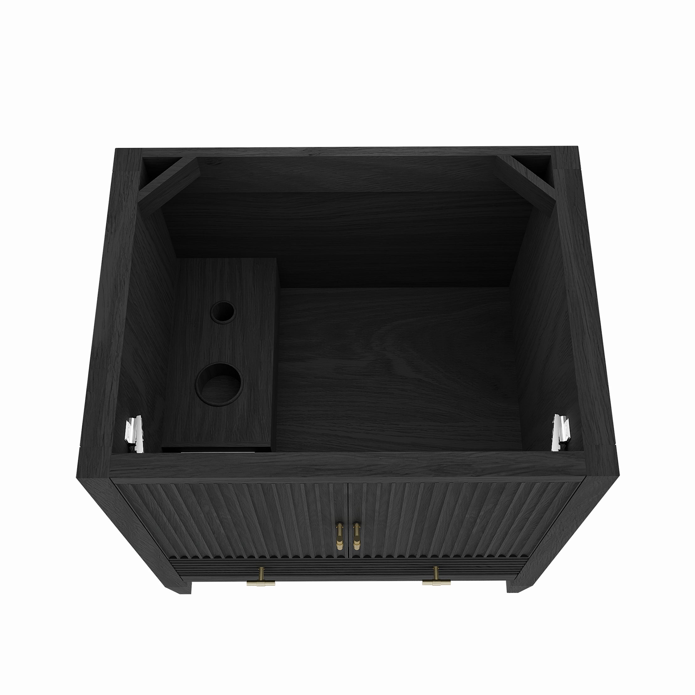 Valmont 30 Inch Fluted Vanity Base - Carbon Oak | Alternative Image 03 | finish:Carbon Oak | countertop finish:No Top | sink style:None