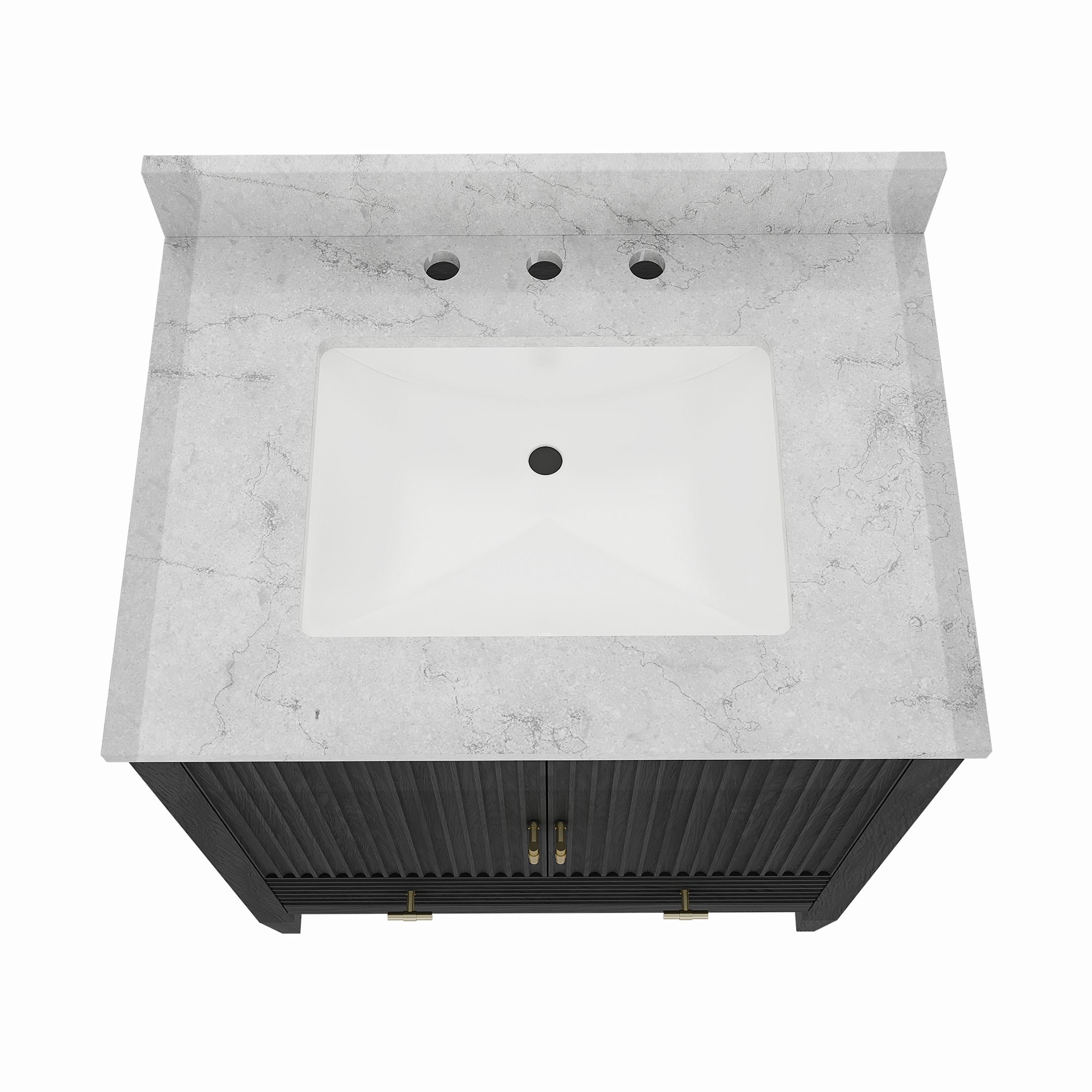 Valmont 30 Inch Fluted Vanity Base - Carbon Oak | Alternative Image 07 | finish:Carbon Oak | countertop finish:No Top | sink style:None