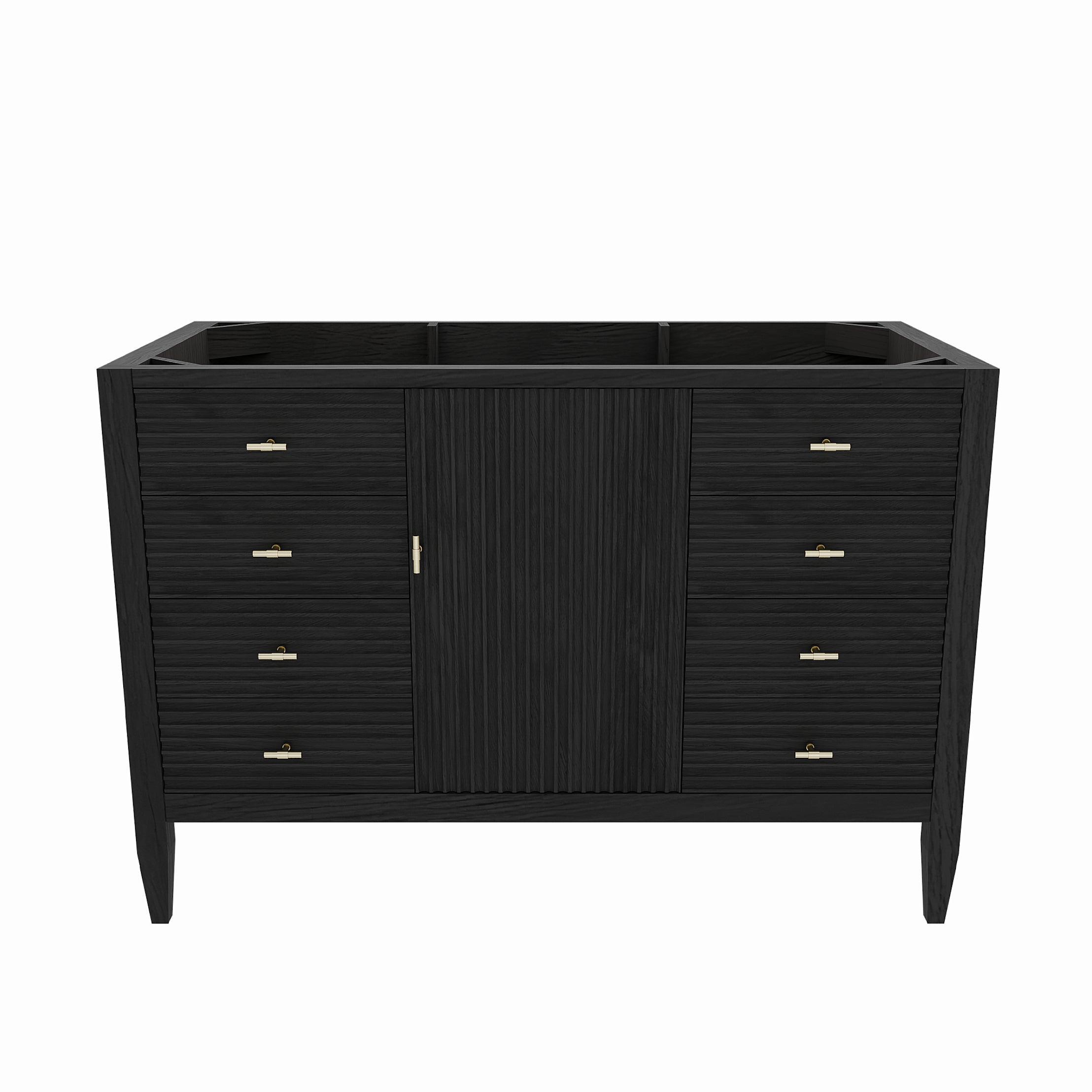 Valmont 48 Inch Fluted Vanity Base - Carbon Oak | Alternative Image 01 | finish:Carbon Oak | countertop finish:No Top | sink style:None