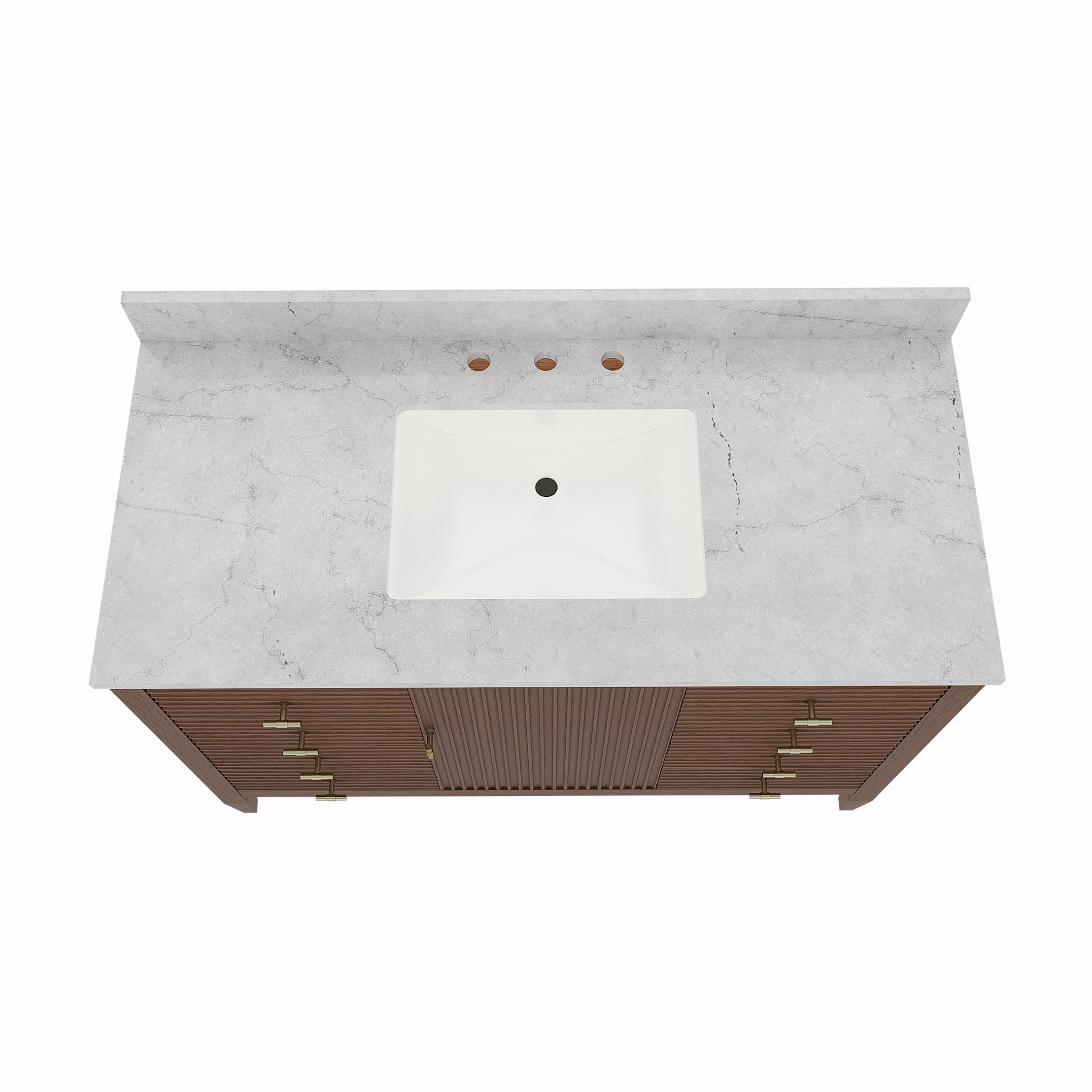 Valmont 48 Inch Fluted Vanity Base - Carbon Oak | Alternative Image 06 | finish:Carbon Oak | countertop finish:No Top | sink style:None