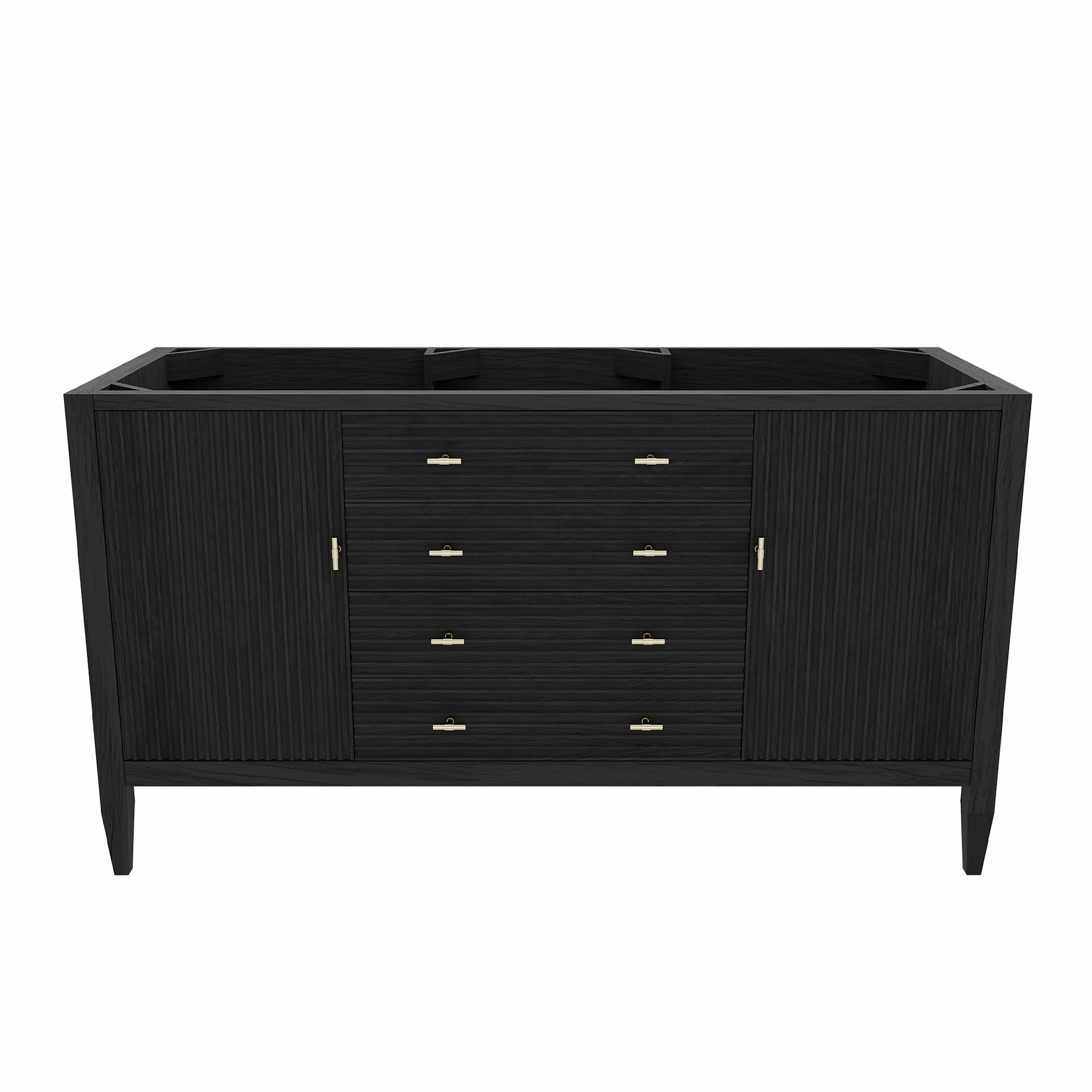 Valmont 60 Inch Fluted Vanity Base - Carbon Oak | Alternative Image 01 | finish:Carbon Oak | countertop finish:No Top | sink style:None