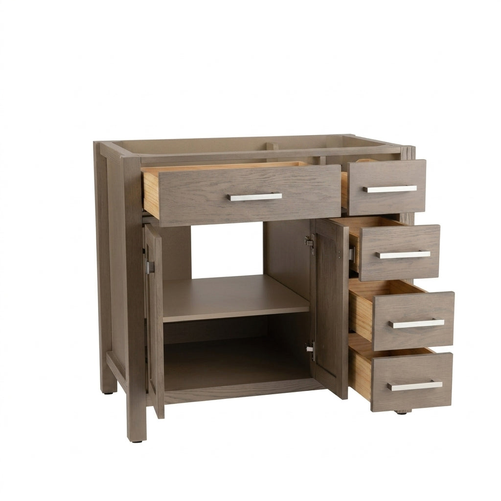 Neeson 36 Inch Birch and Oak Vanity-Light Oak-No Top | Alternative Image 02 | countertop finish:No Top | sink style:None | faucet centers:None