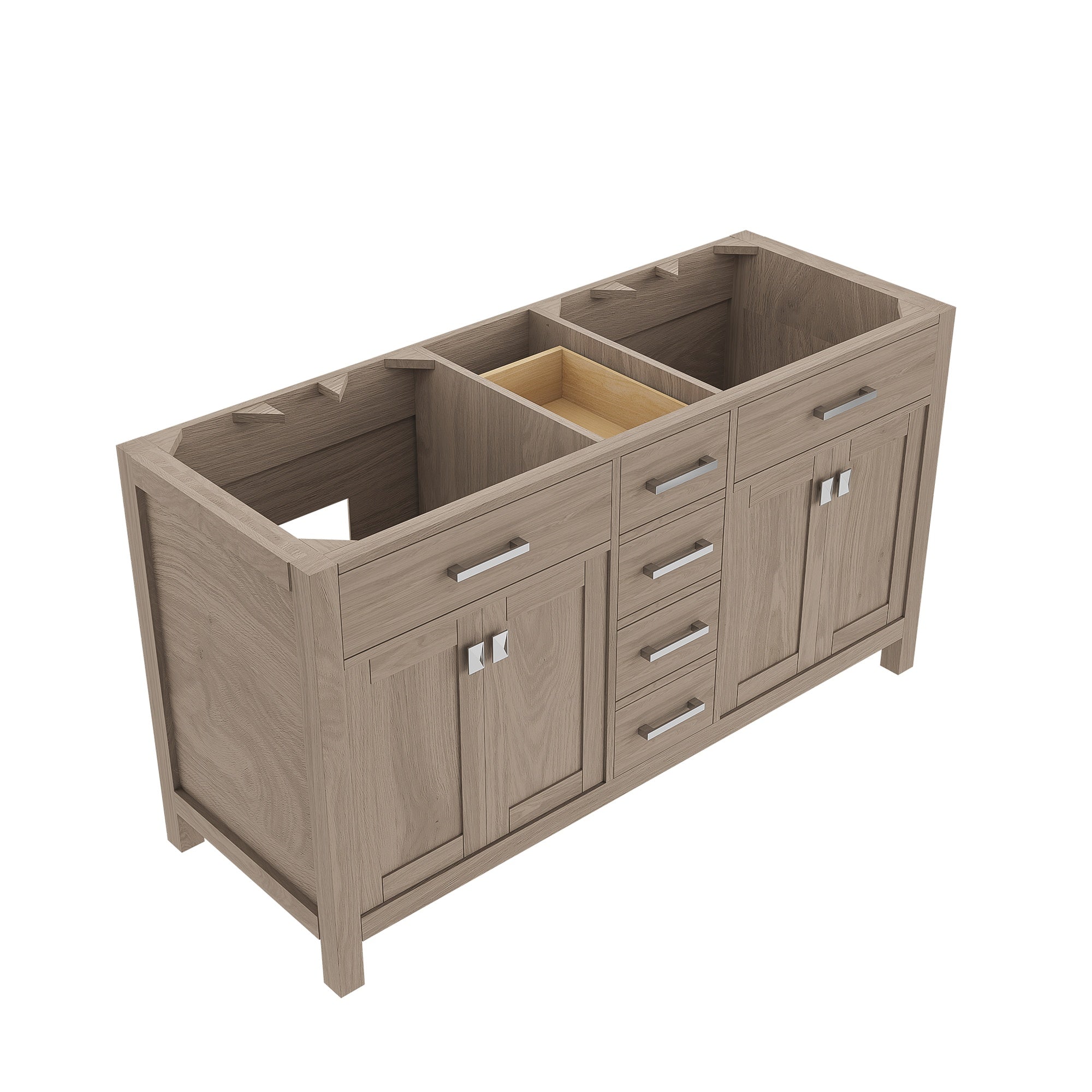 Neeson 60 Inch Birch and Oak Vanity Base | Alternative Image 02 | countertop finish:No Top | sink style:None | faucet centers:None